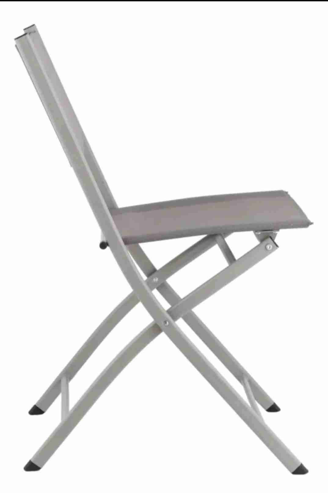 Silla plegable gris metálica - miniatura 2
