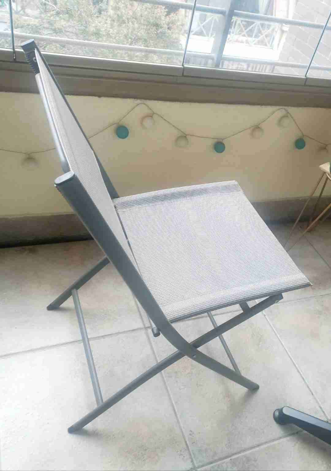 Silla plegable gris metálica - miniatura 4