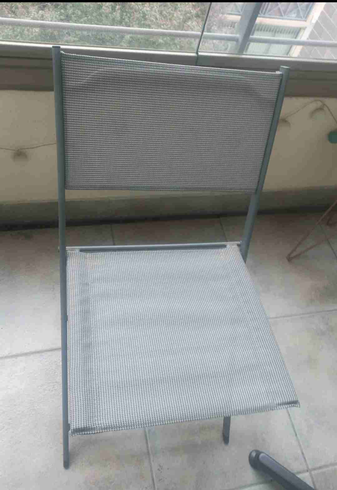 Silla plegable gris metálica - miniatura 5