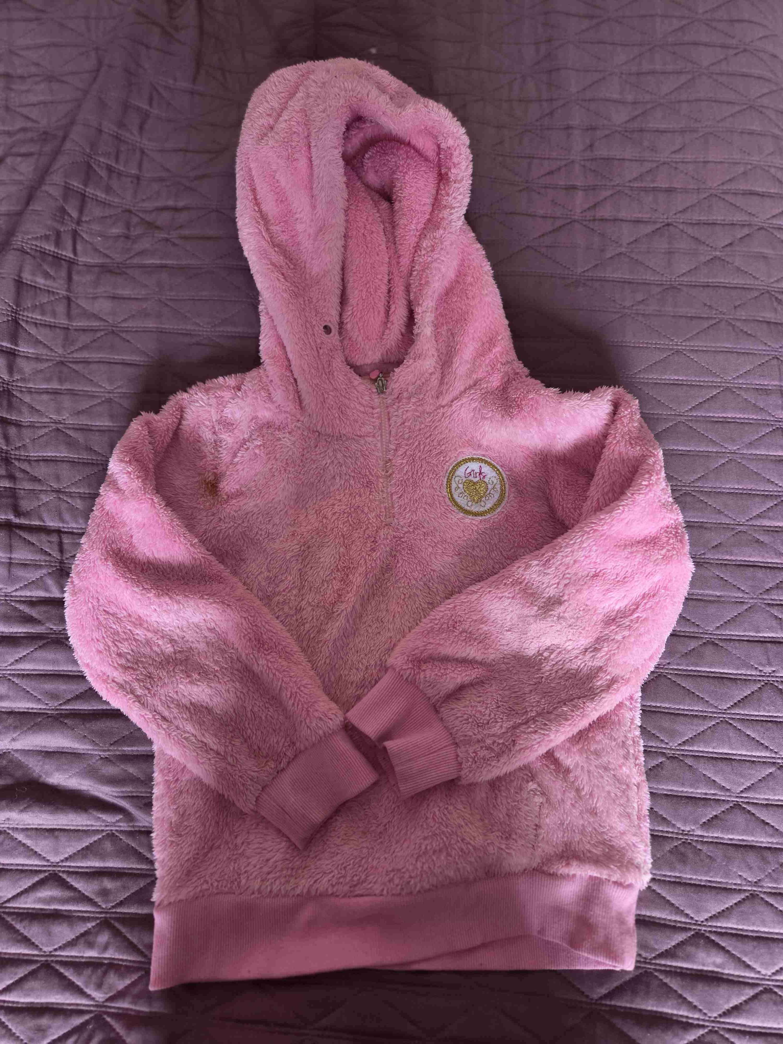 Polerón rosa con capucha talla 8