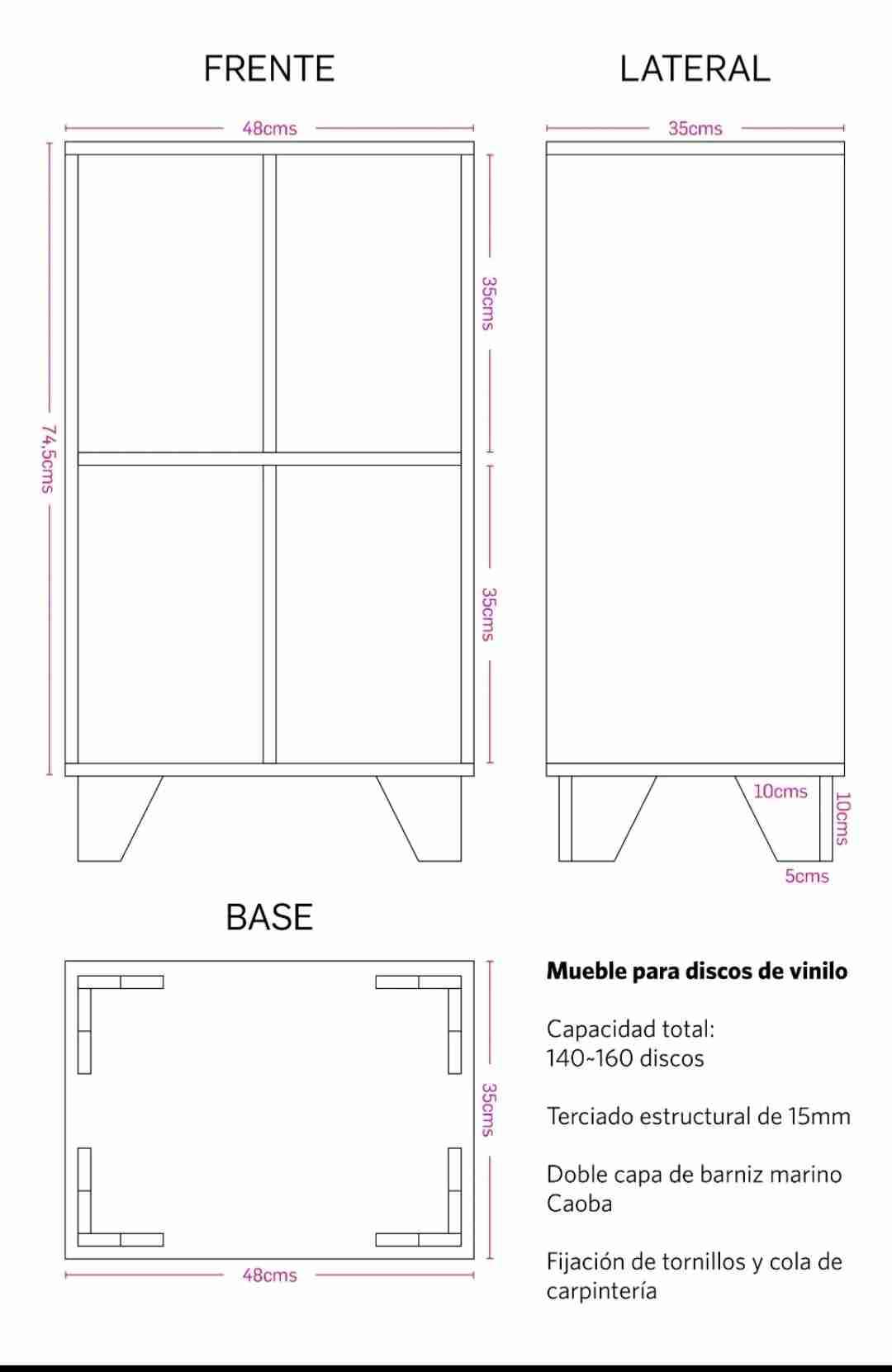 Mueble para vinilos de madera - miniatura 3