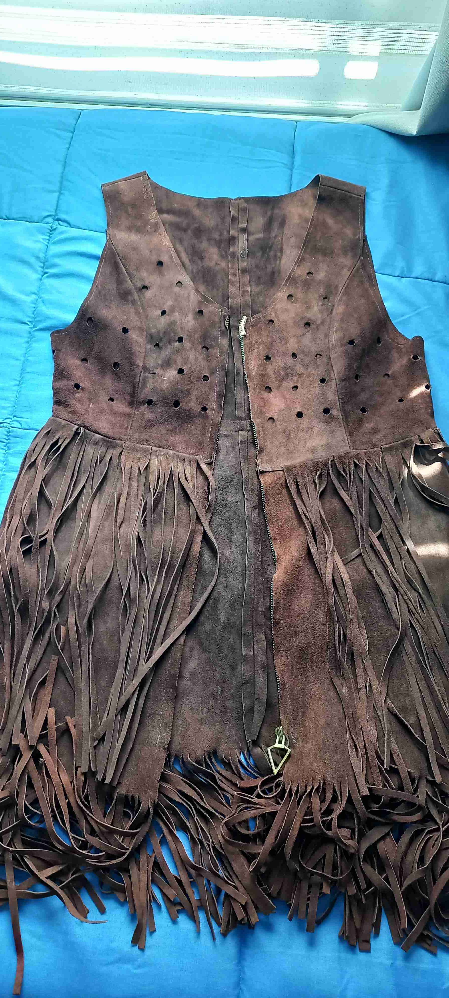 Chaleco de cuero con flecos de mujer talla M