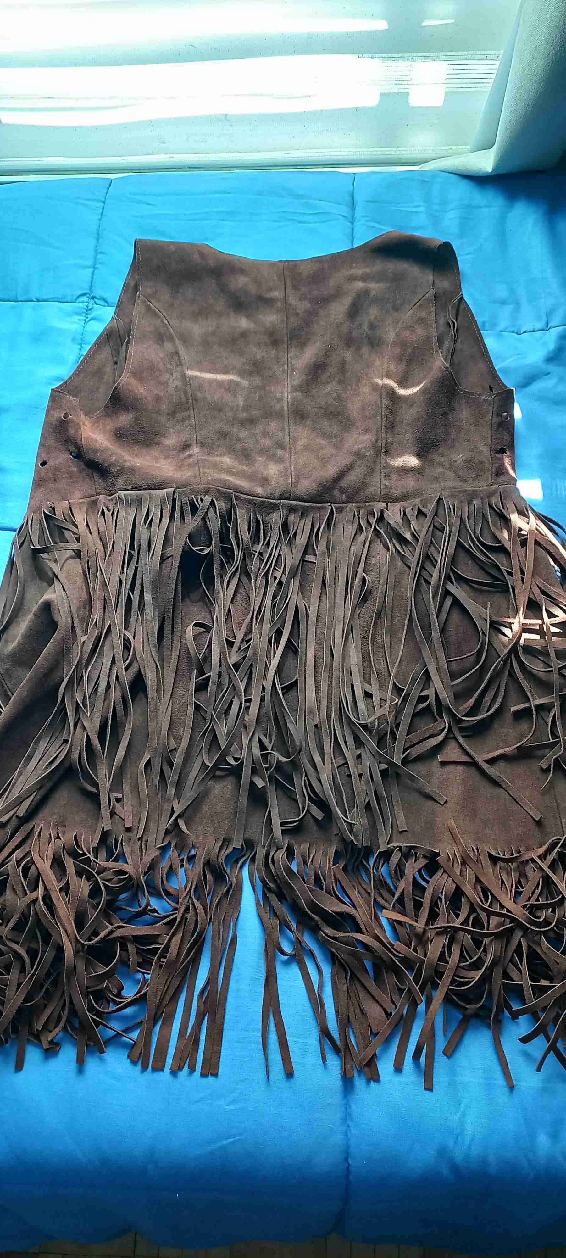 Chaleco de cuero con flecos de mujer talla M - miniatura 2