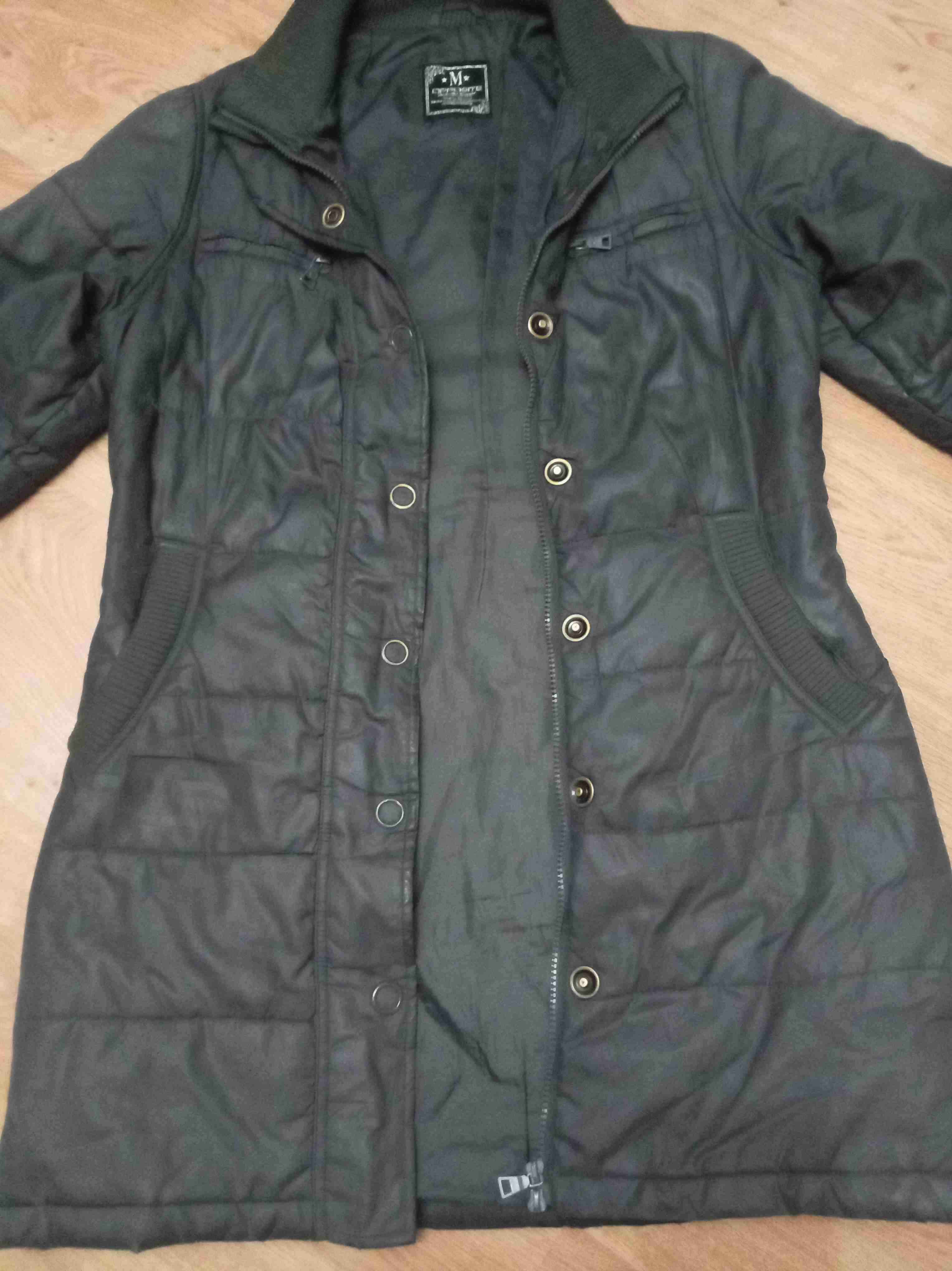 Parka verde-gris con cierre y botones - miniatura 4