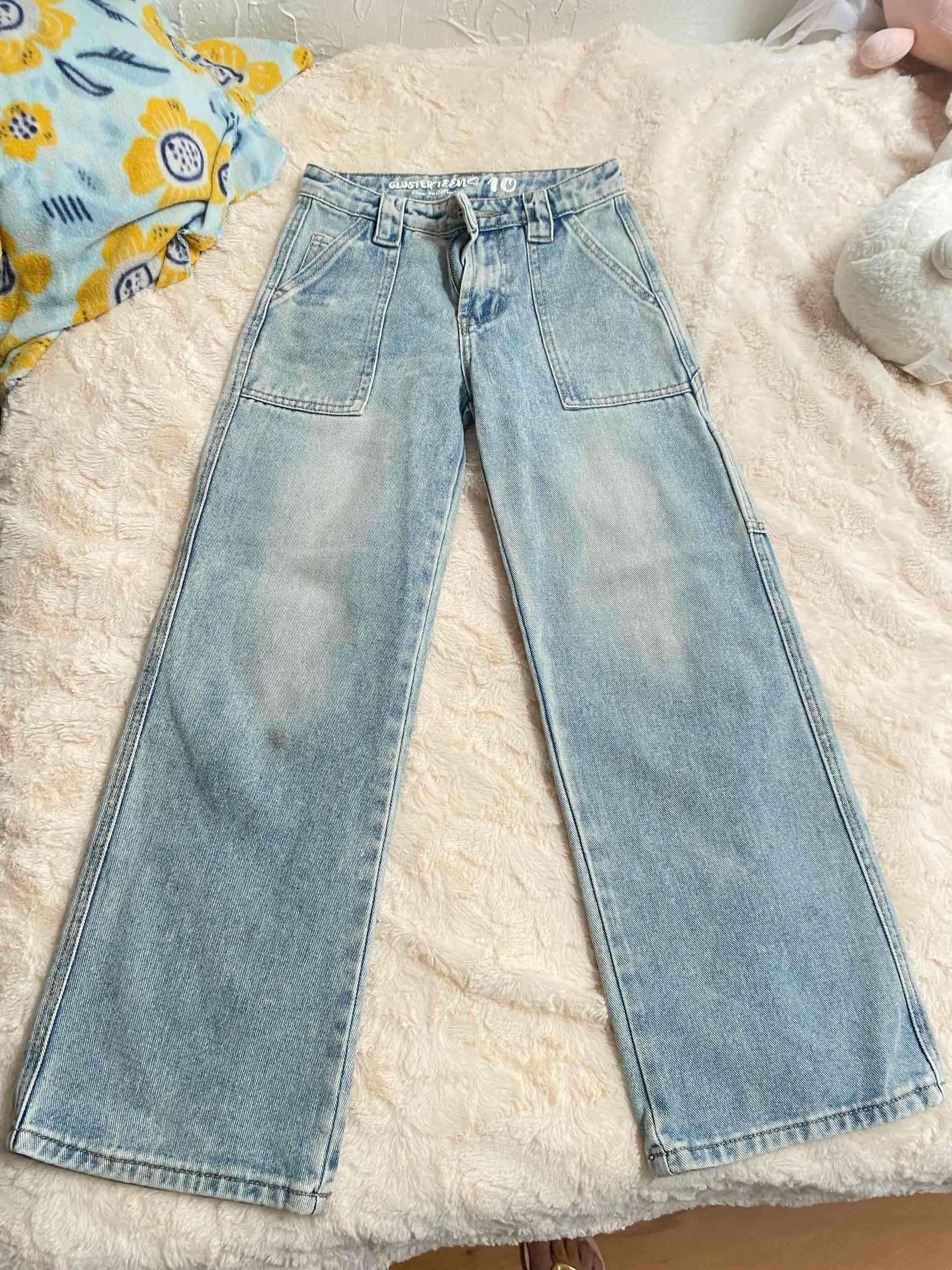 Jeans niña azul de corte ancho