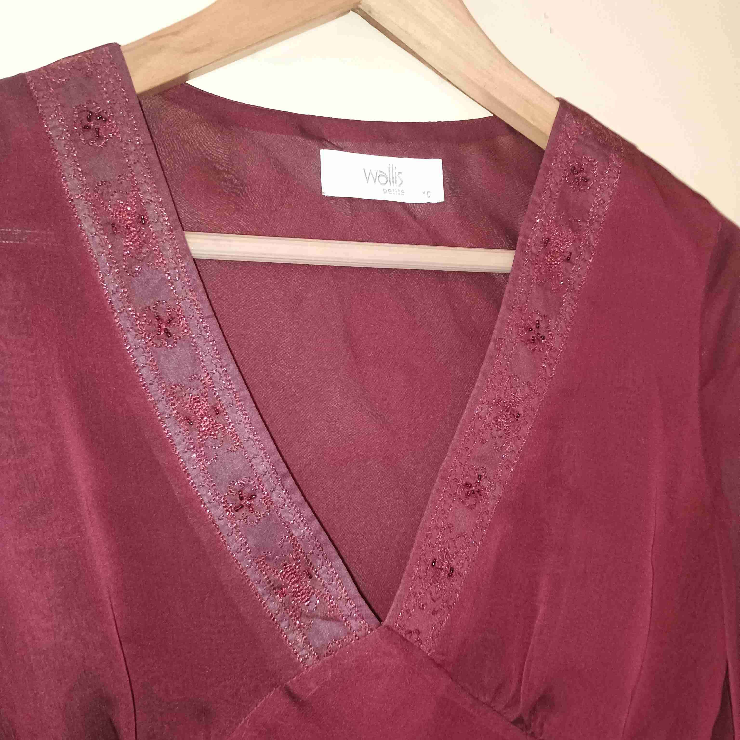 Blusa bordeaux manga acampanada - miniatura 3