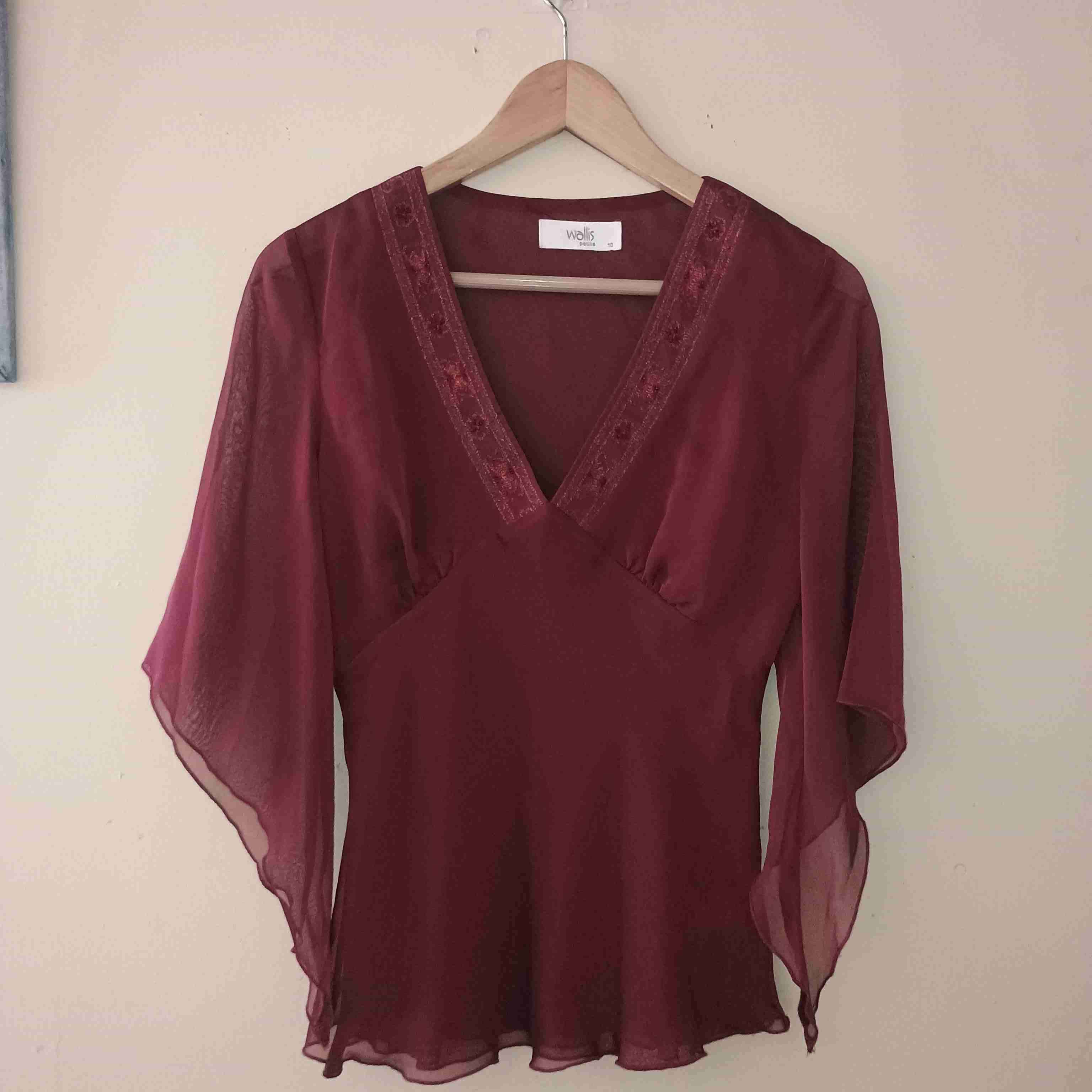 Blusa bordeaux manga acampanada - miniatura 5