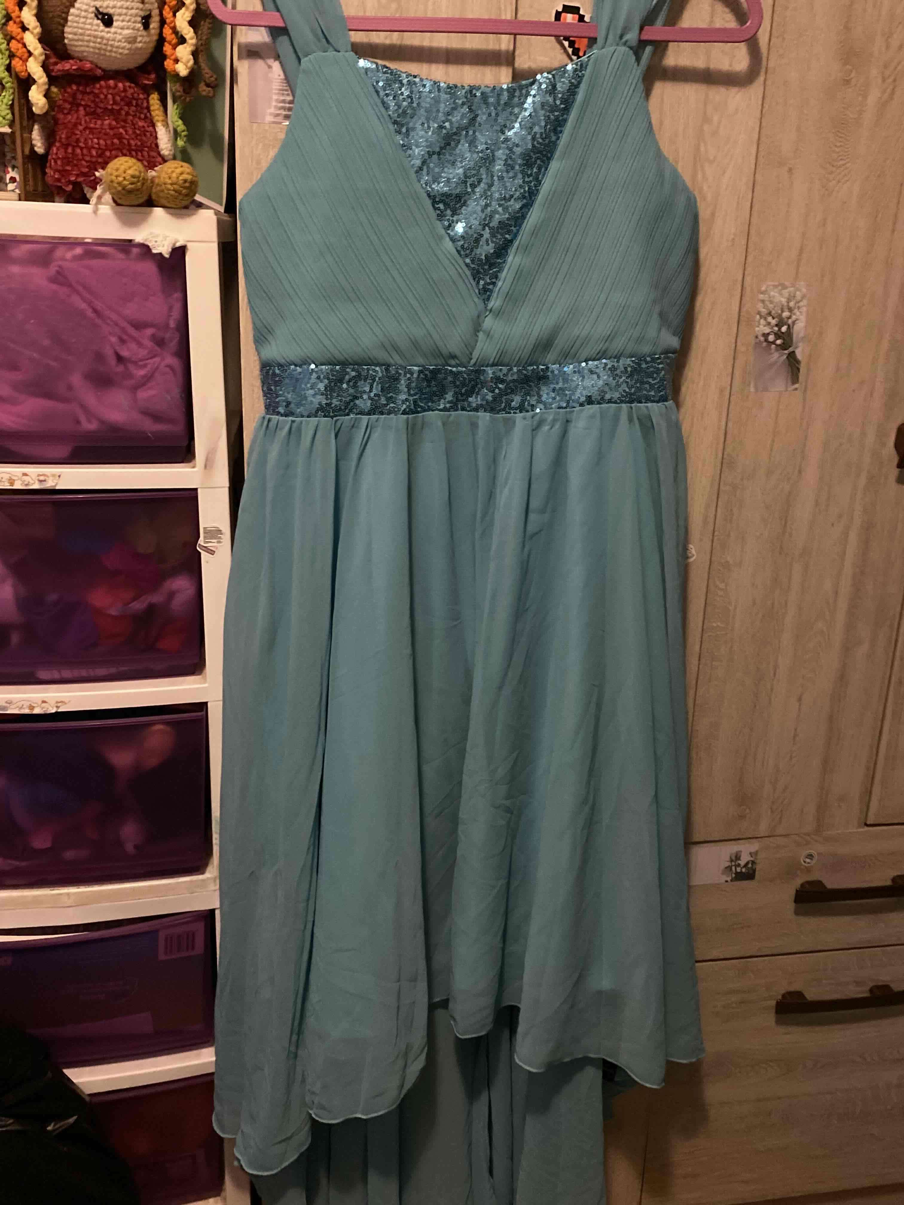 Vestido celeste con lentejuelas mujer - miniatura 2