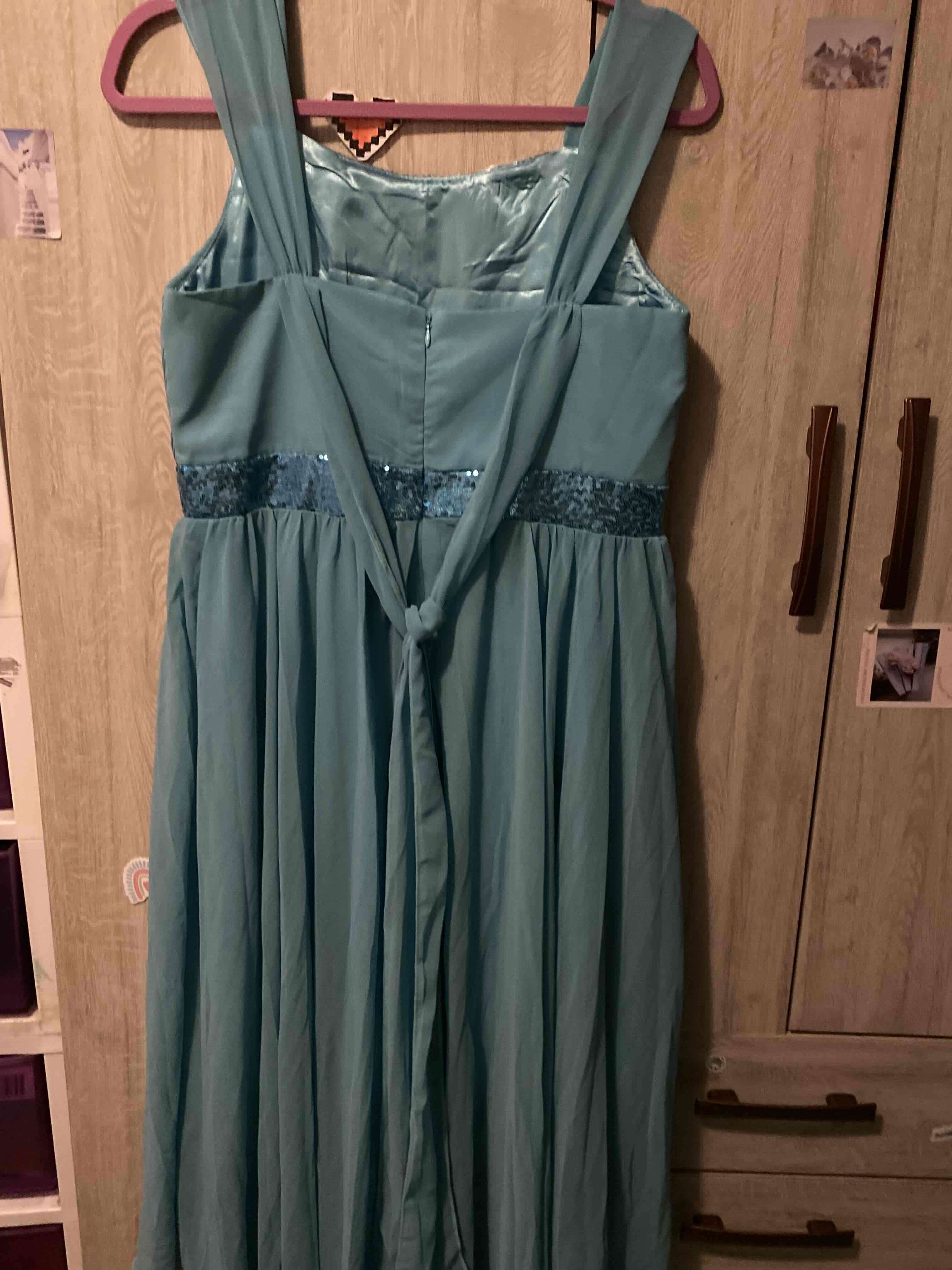 Vestido celeste con lentejuelas mujer - miniatura 3