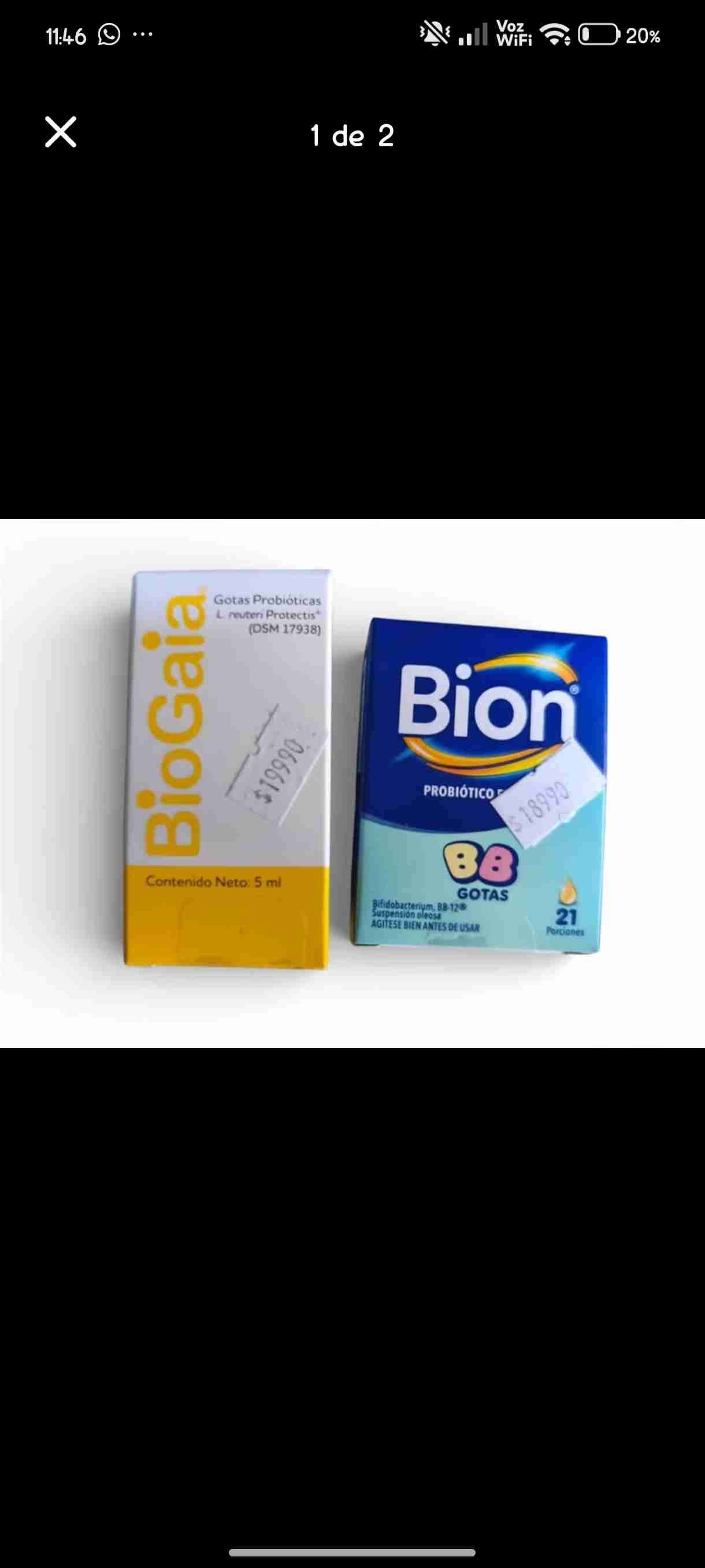 Gotas probióticas BioGaia y Bion BB