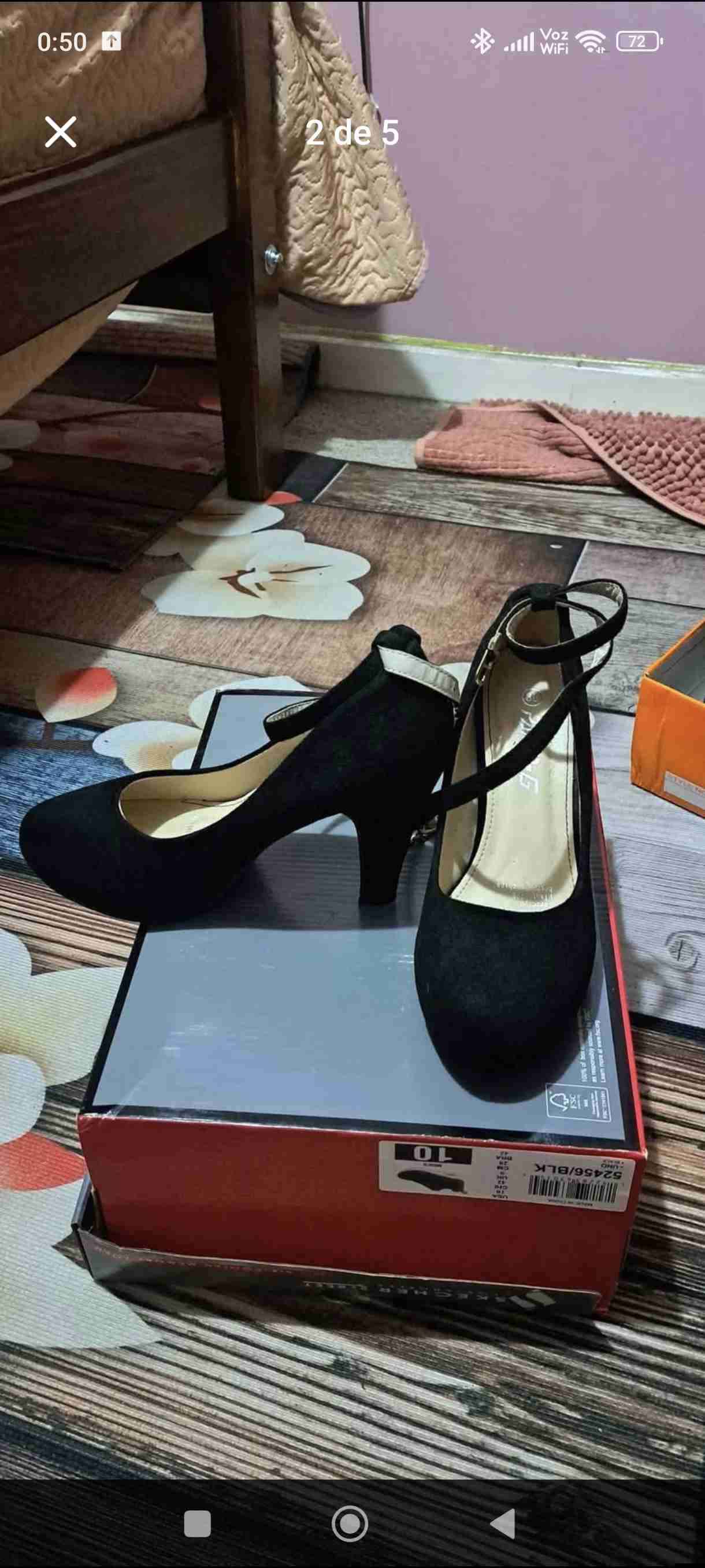 Zapatos de tacón negros con correa - miniatura 3