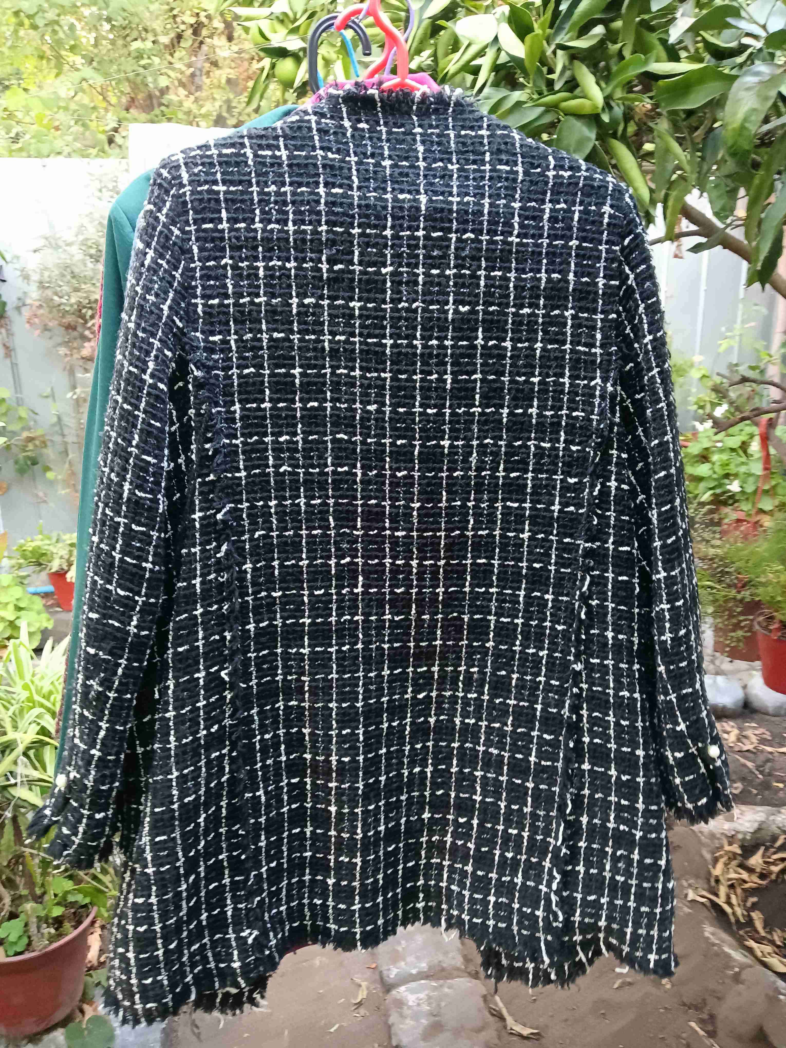 Abrigo tweed blanco y negro Mango - miniatura 3