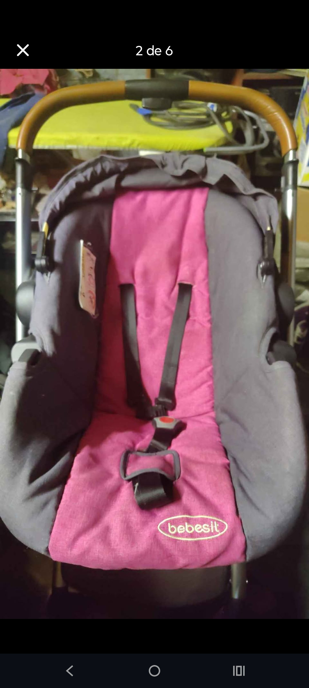 Coche para bebé fucsia y negro - miniatura 3