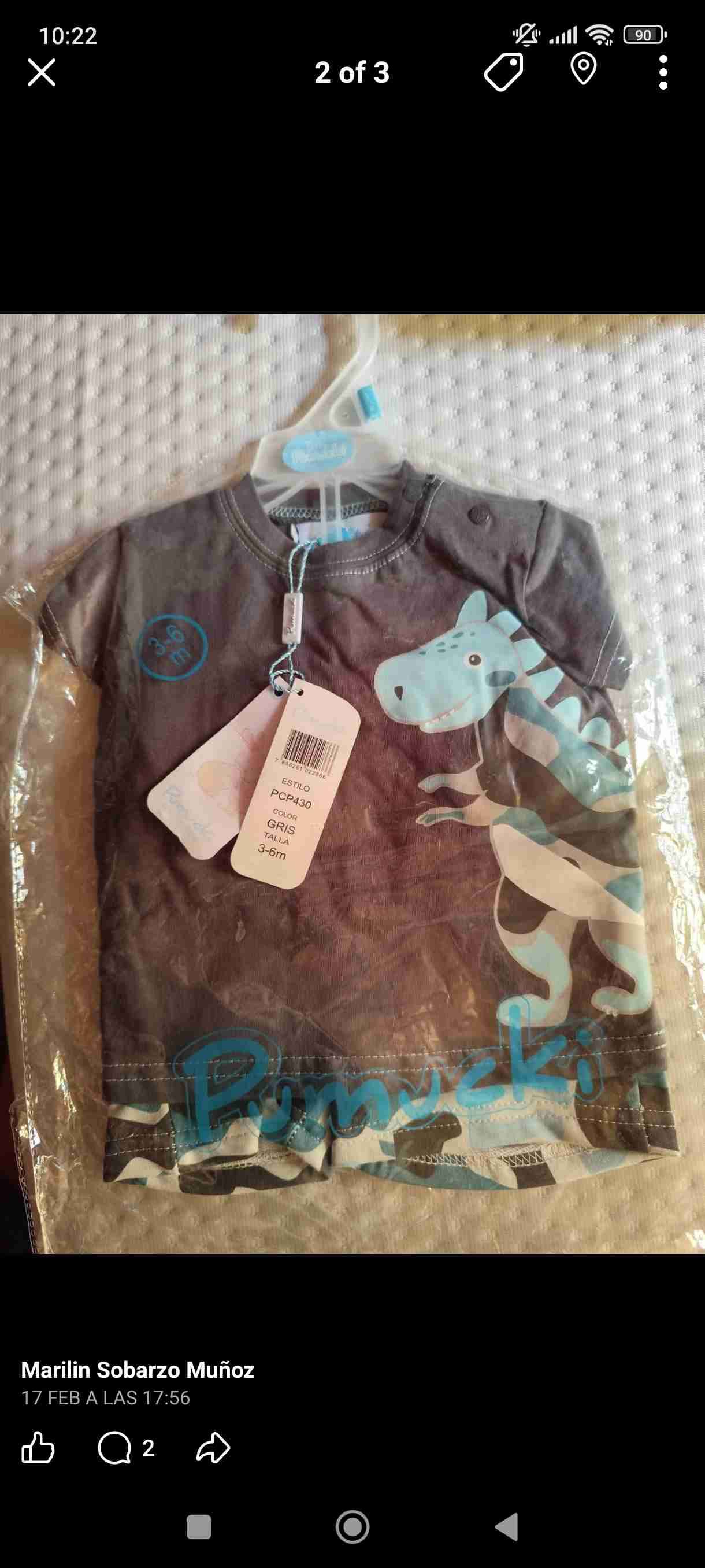 Conjunto Polera y short bebé gris con dinosaurio