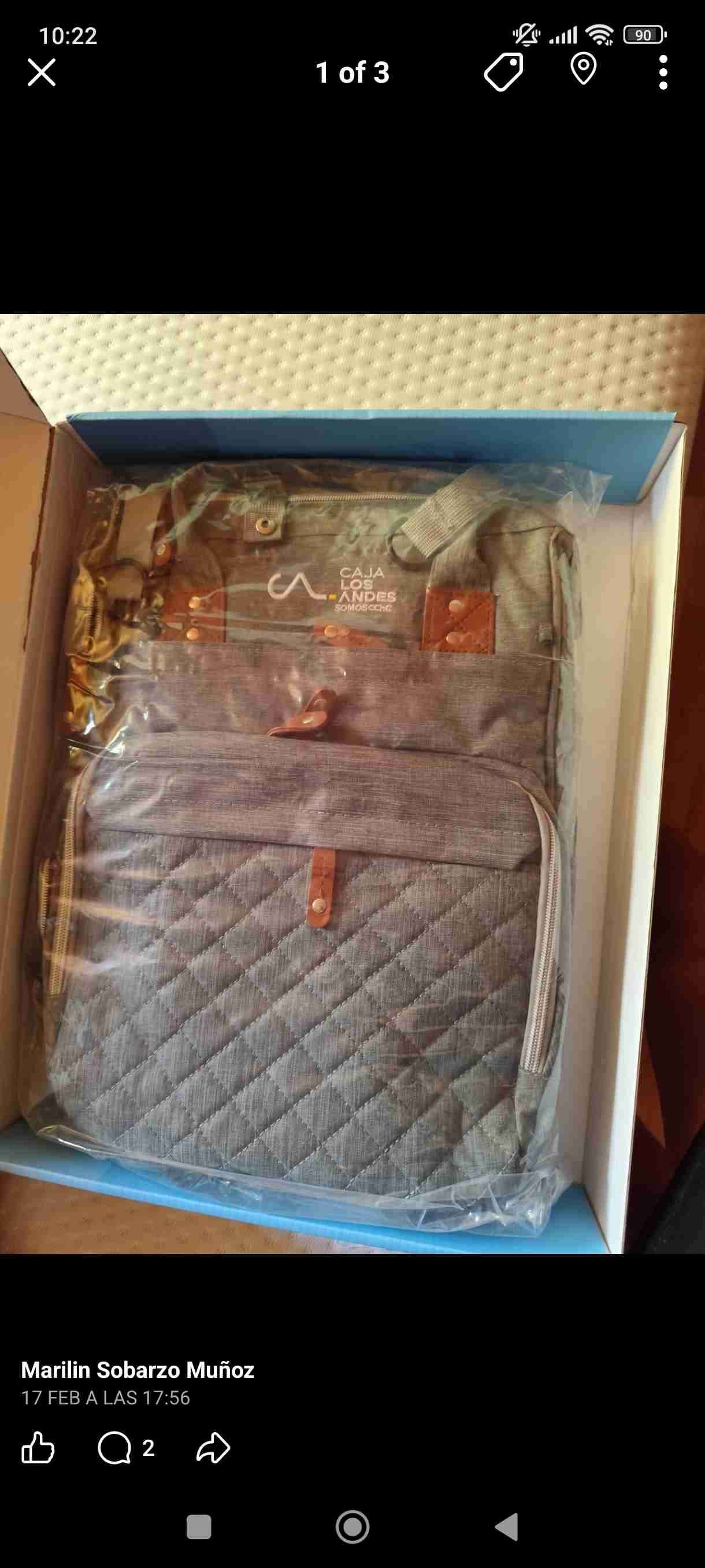 Mochila gris con acolchado caja los andes