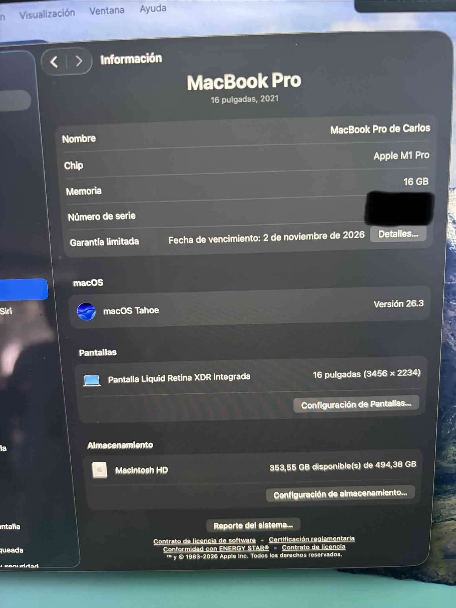 MacBook Pro 16 pulgadas gris (M1 Pro) 512/16gb - miniatura 2
