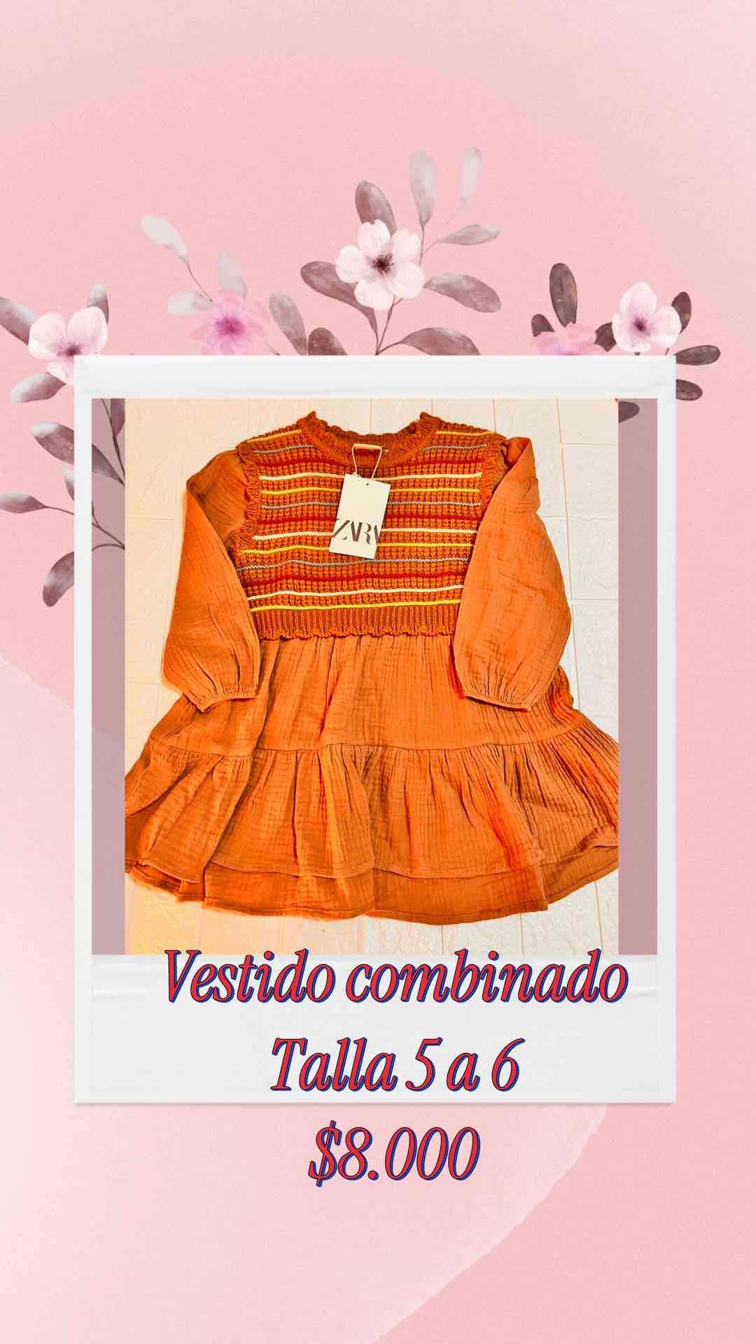 Vestido naranja tejido talla 5-6 Zara