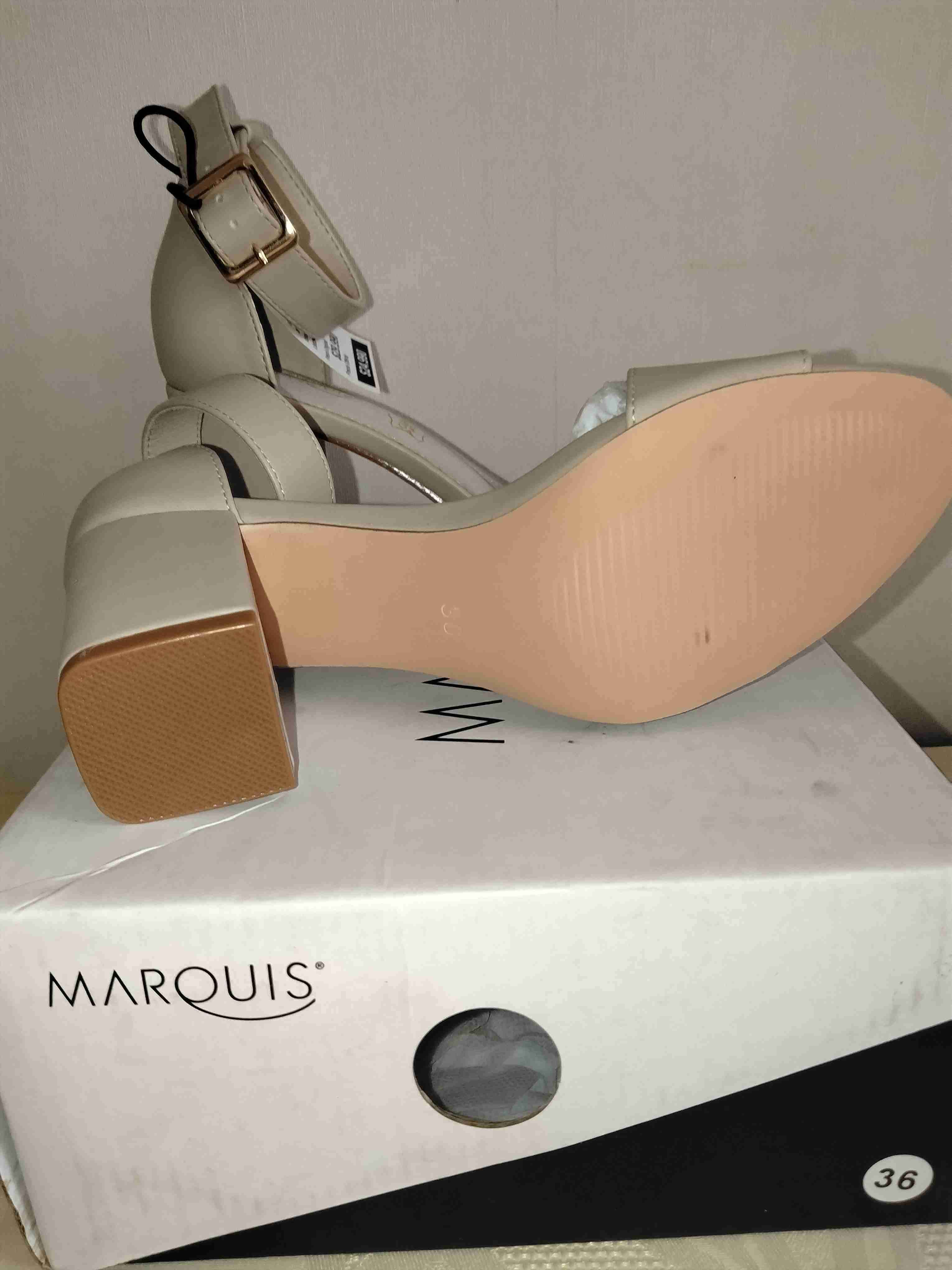 Sandalias taco bajo color beige - miniatura 4