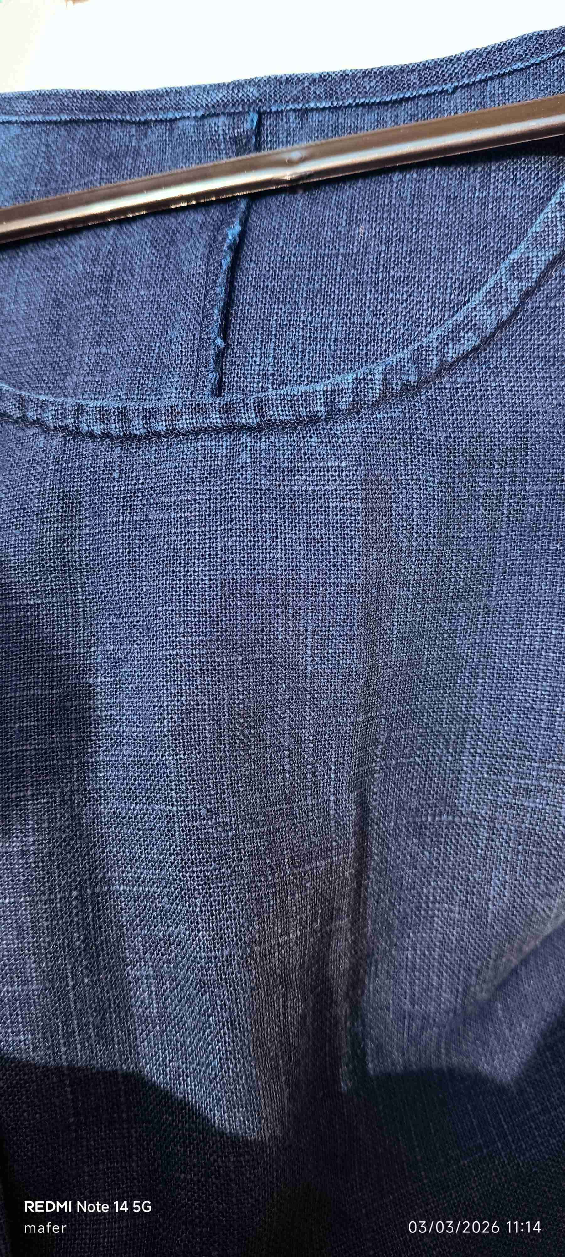 Vestido azul lino mujer - miniatura 3