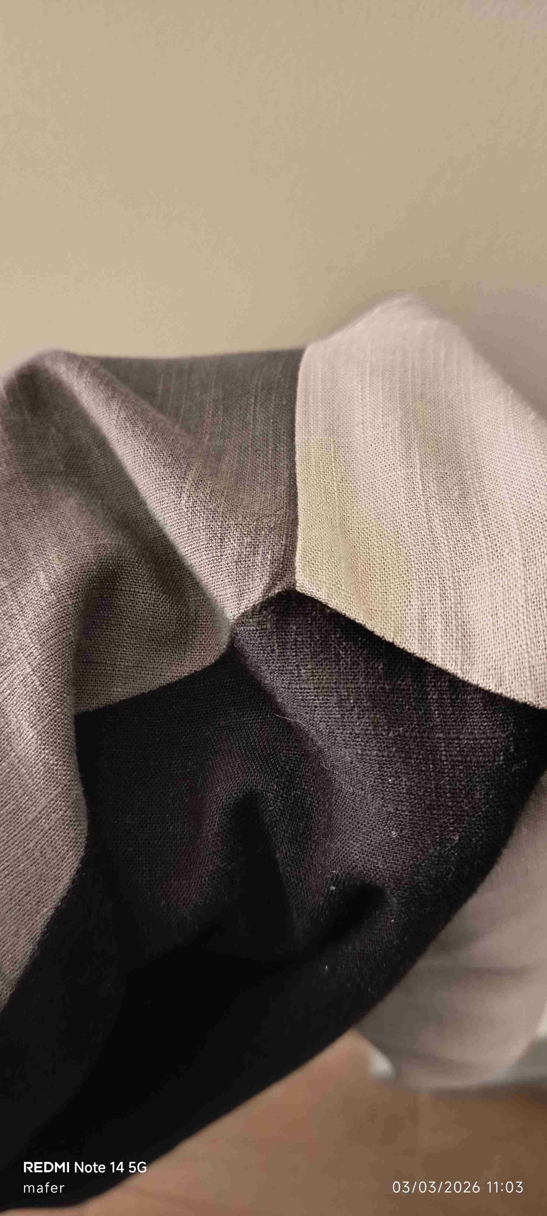 Vestido lino casual bicolor - miniatura 2