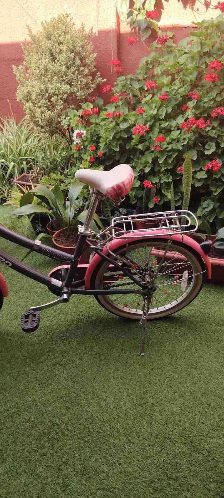 Bicicleta de paseo rosa y negra, aro 16.