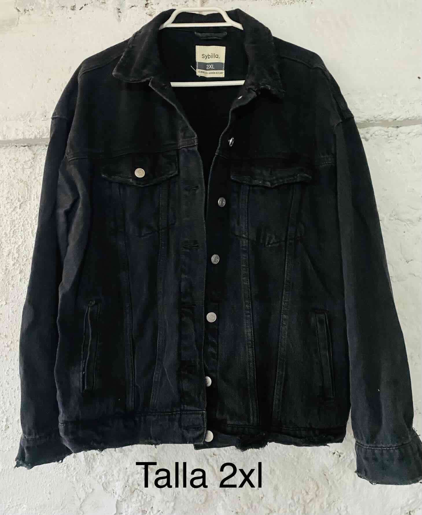 Chaqueta negra de mezclilla 2XL