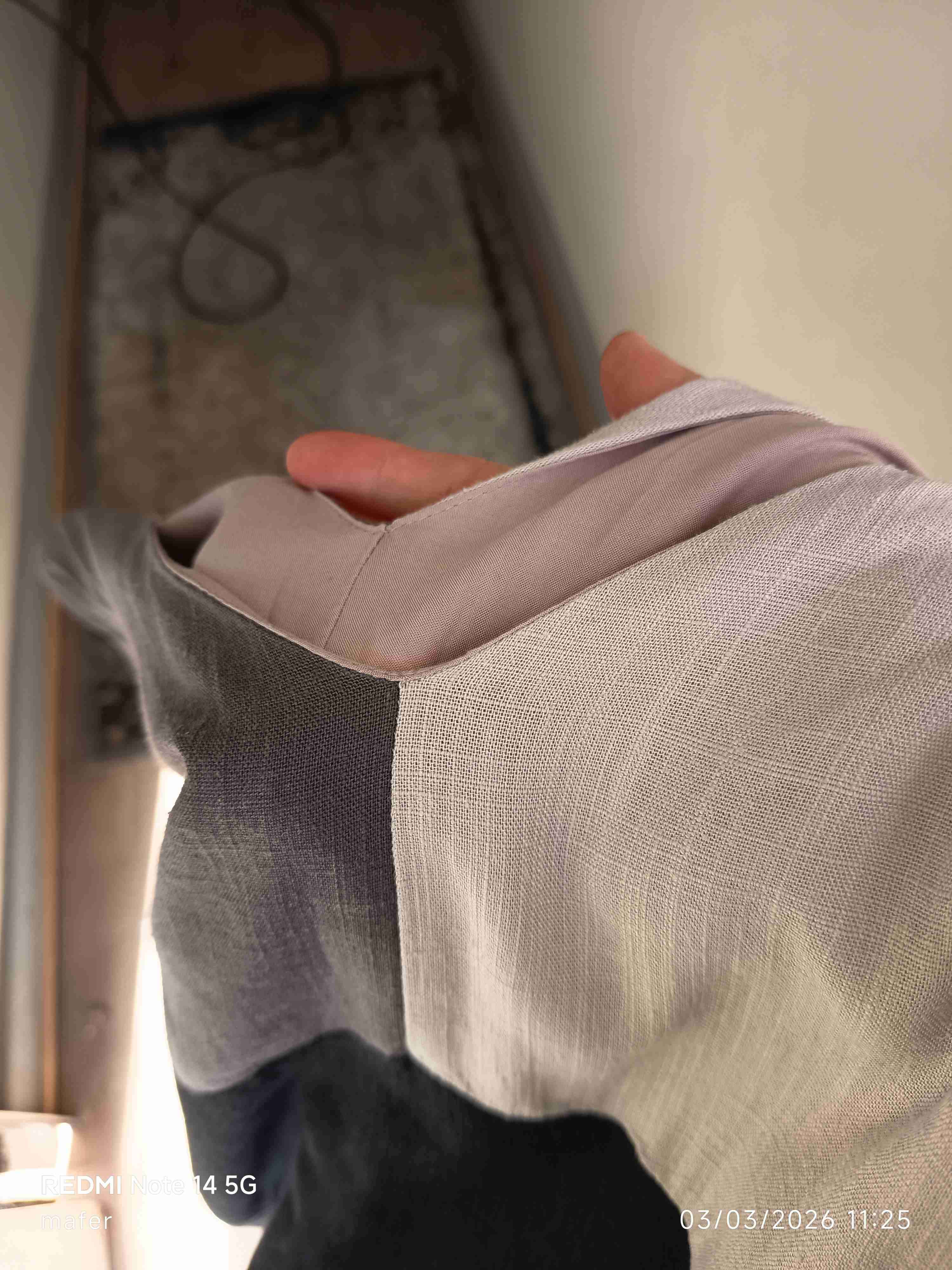 Vestido lino casual bicolor - miniatura 4