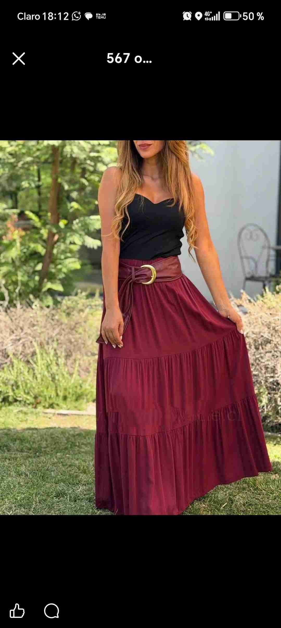 Falda larga  con cinturón