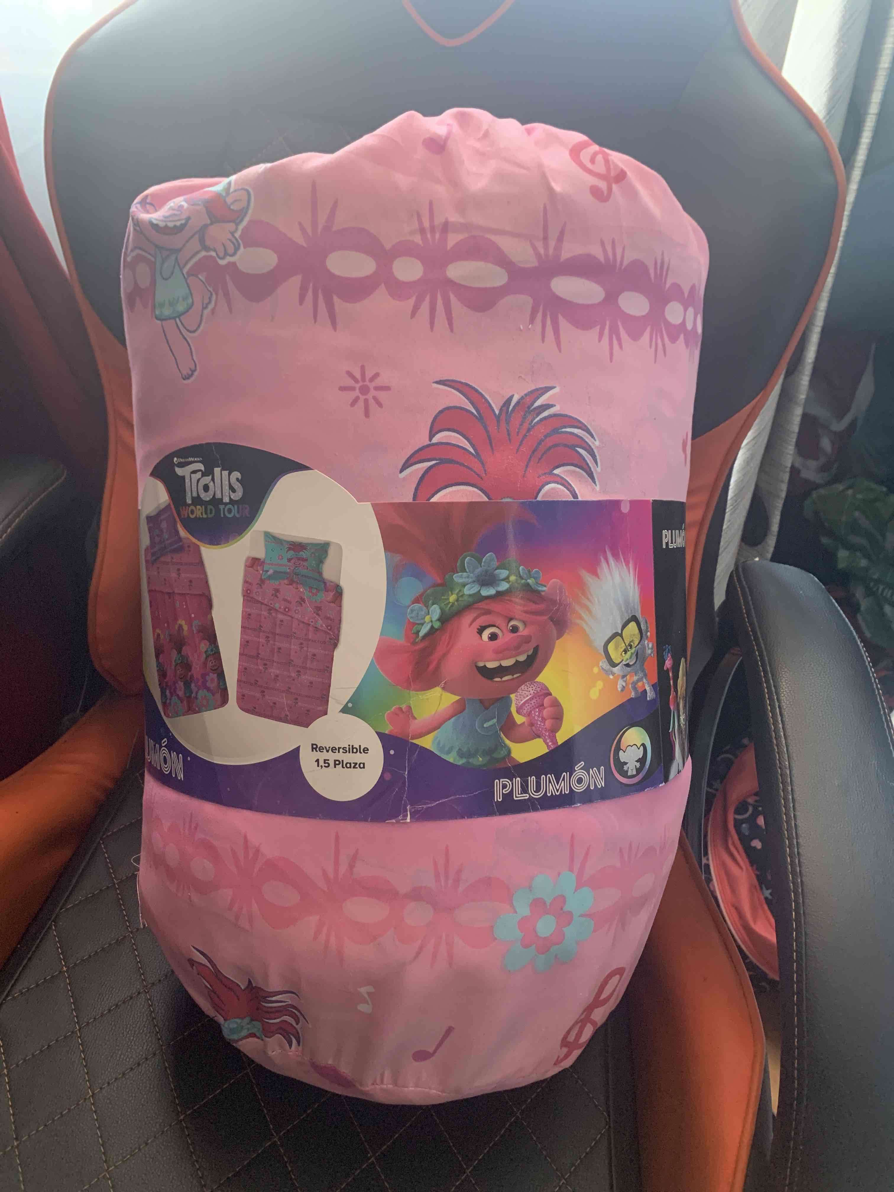 Plumón Trolls 1.5 plazas reversible