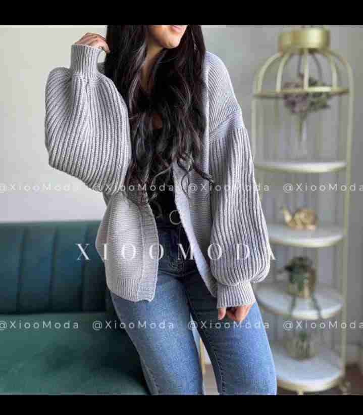 Cárdigan lana manga globo