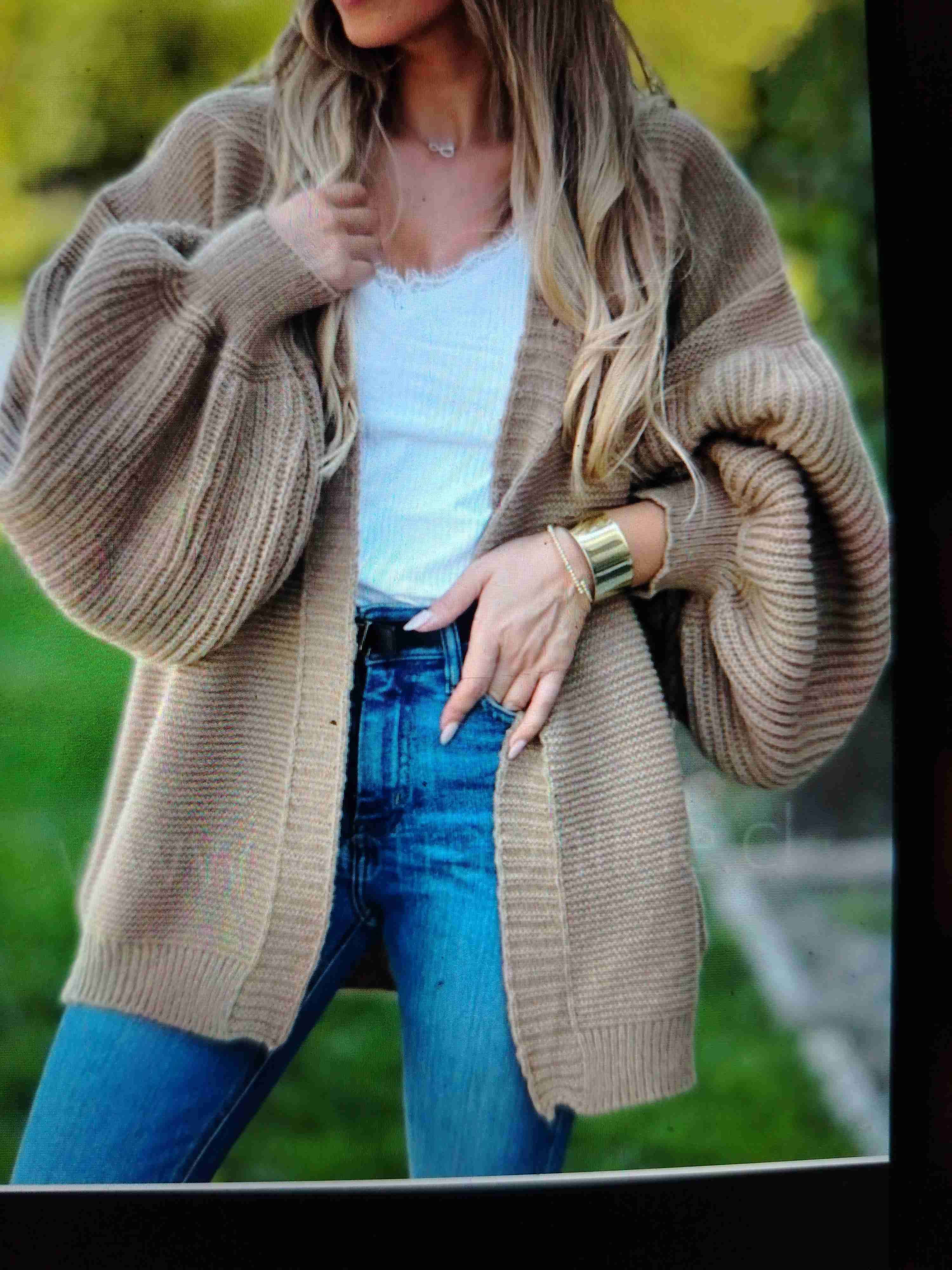 Cárdigan lana manga globo - miniatura 2