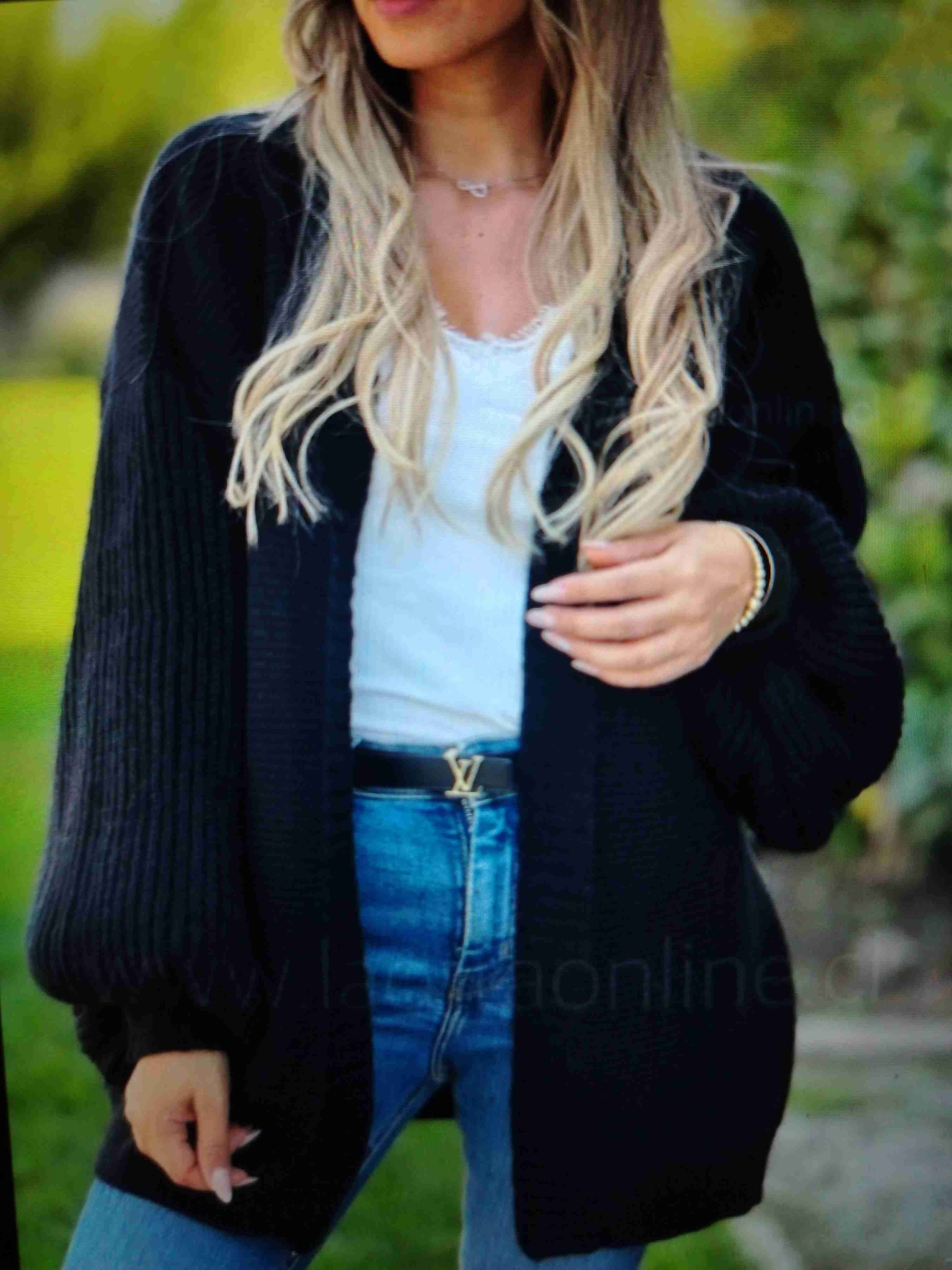 Cárdigan lana manga globo - miniatura 3