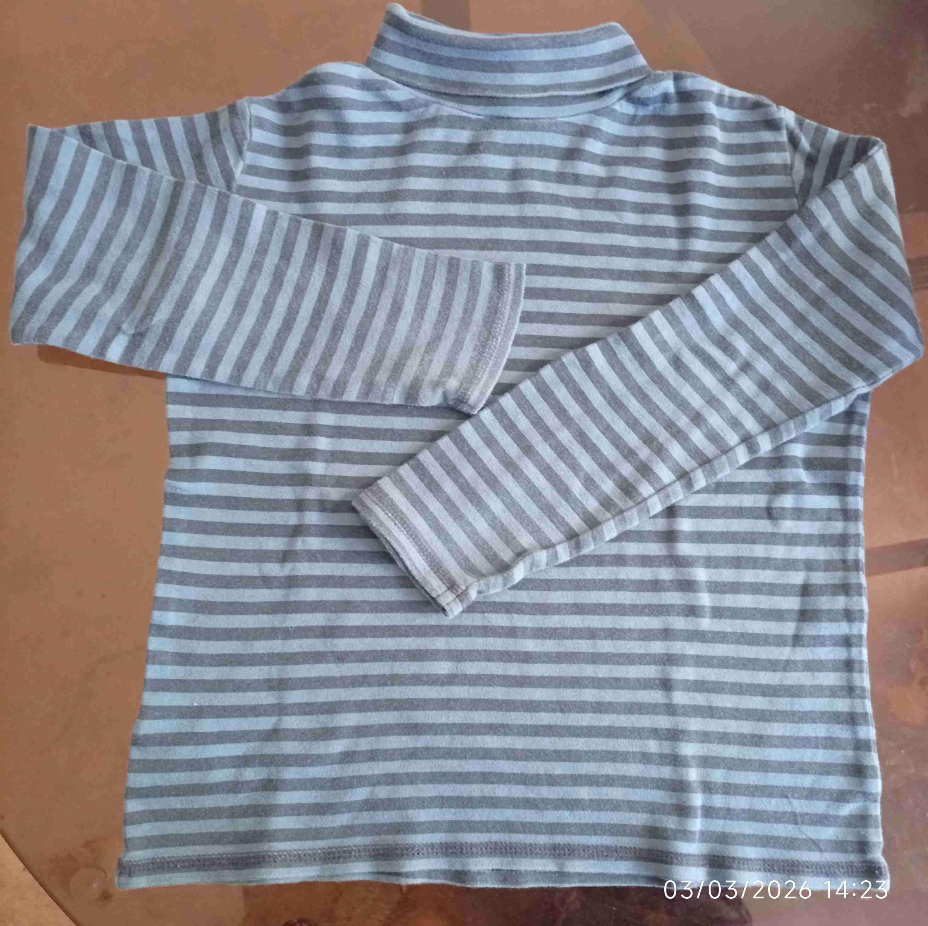 Polera de rayas gris