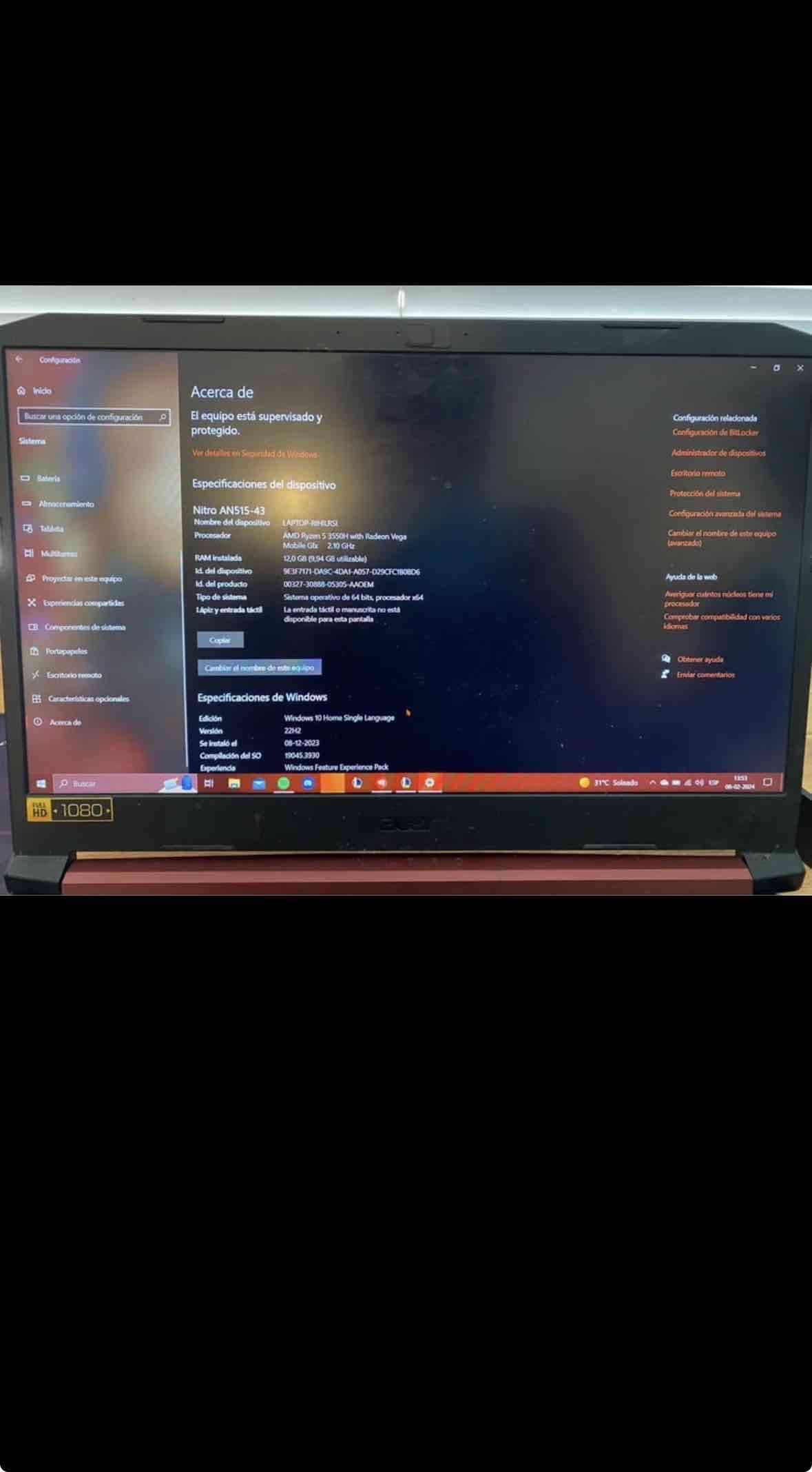 Laptop Acer Nitro 5 con Ryzen 5