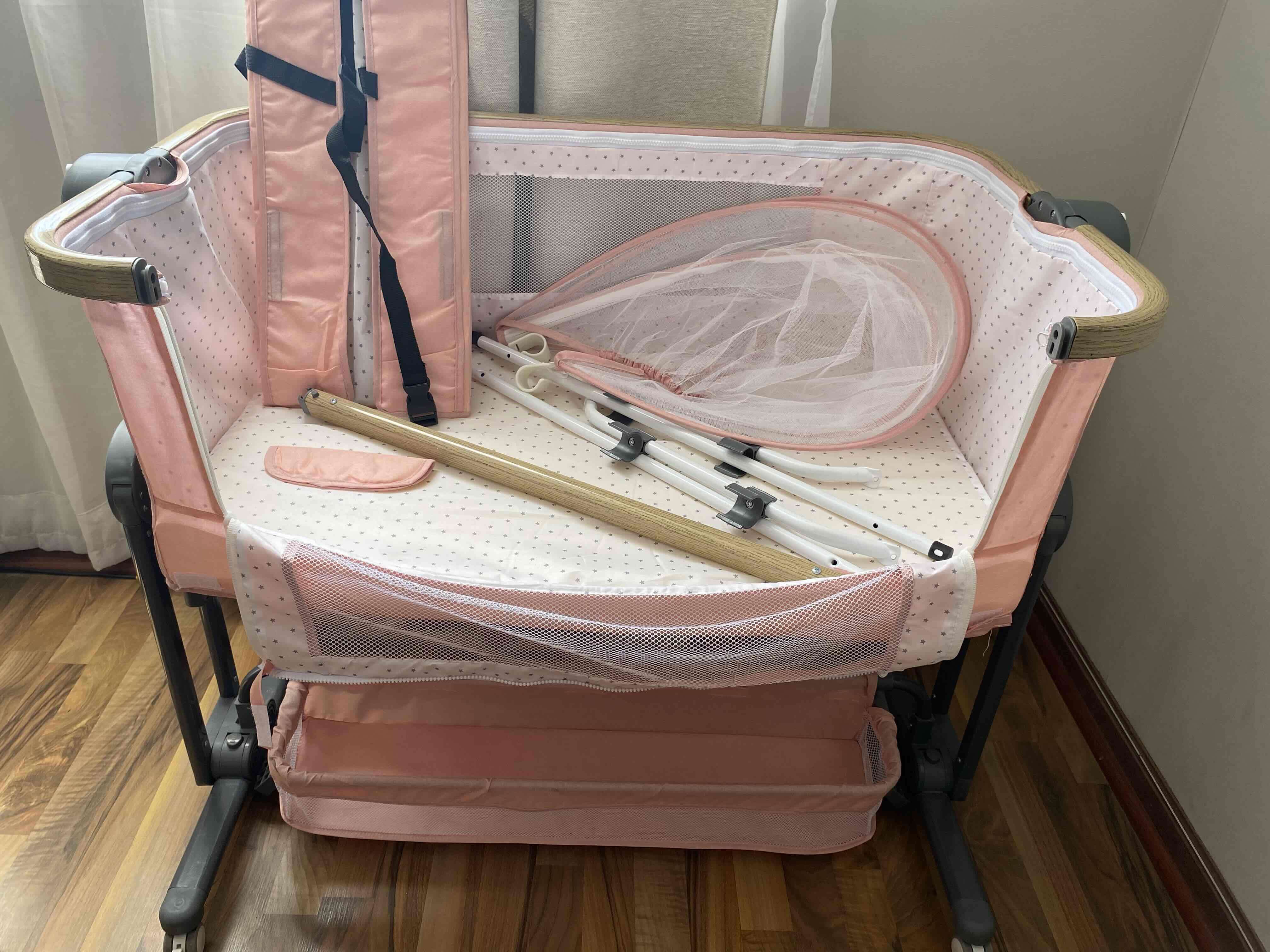 Cuna colecho con mudador rosa lubabycas - miniatura 2