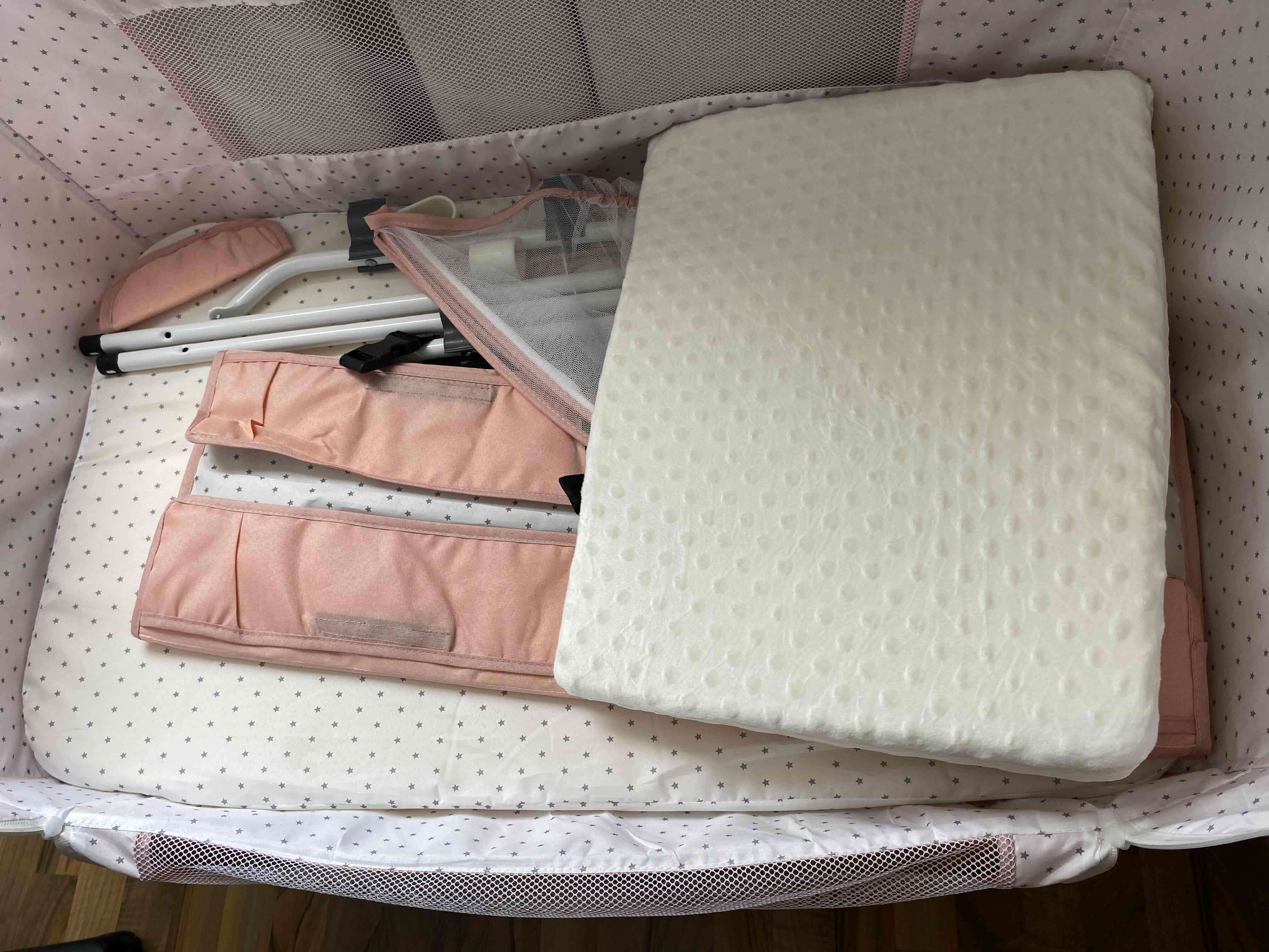 Cuna colecho con mudador rosa lubabycas - miniatura 6