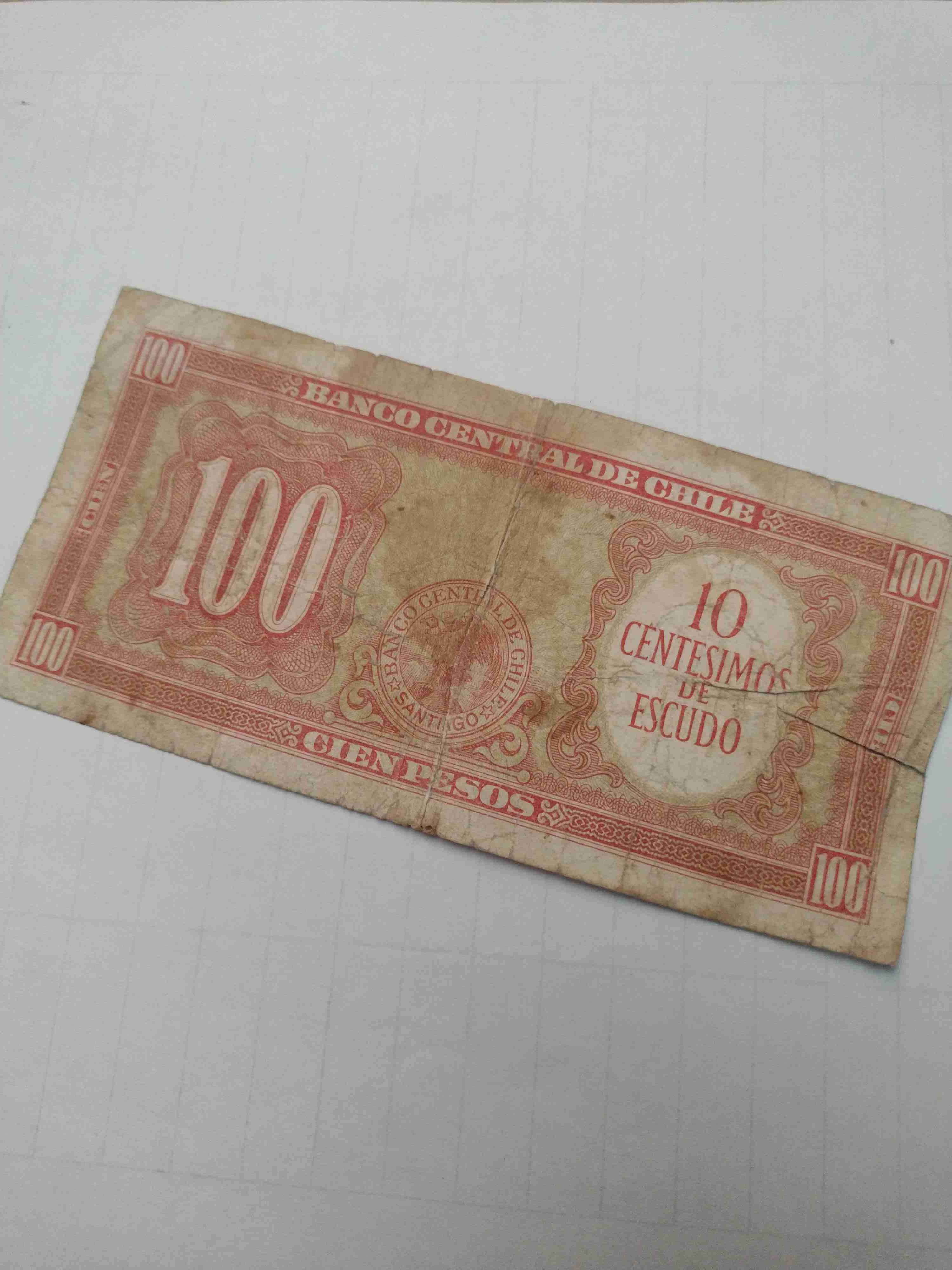 Billete antiguo 100 pesos chilenos - miniatura 2