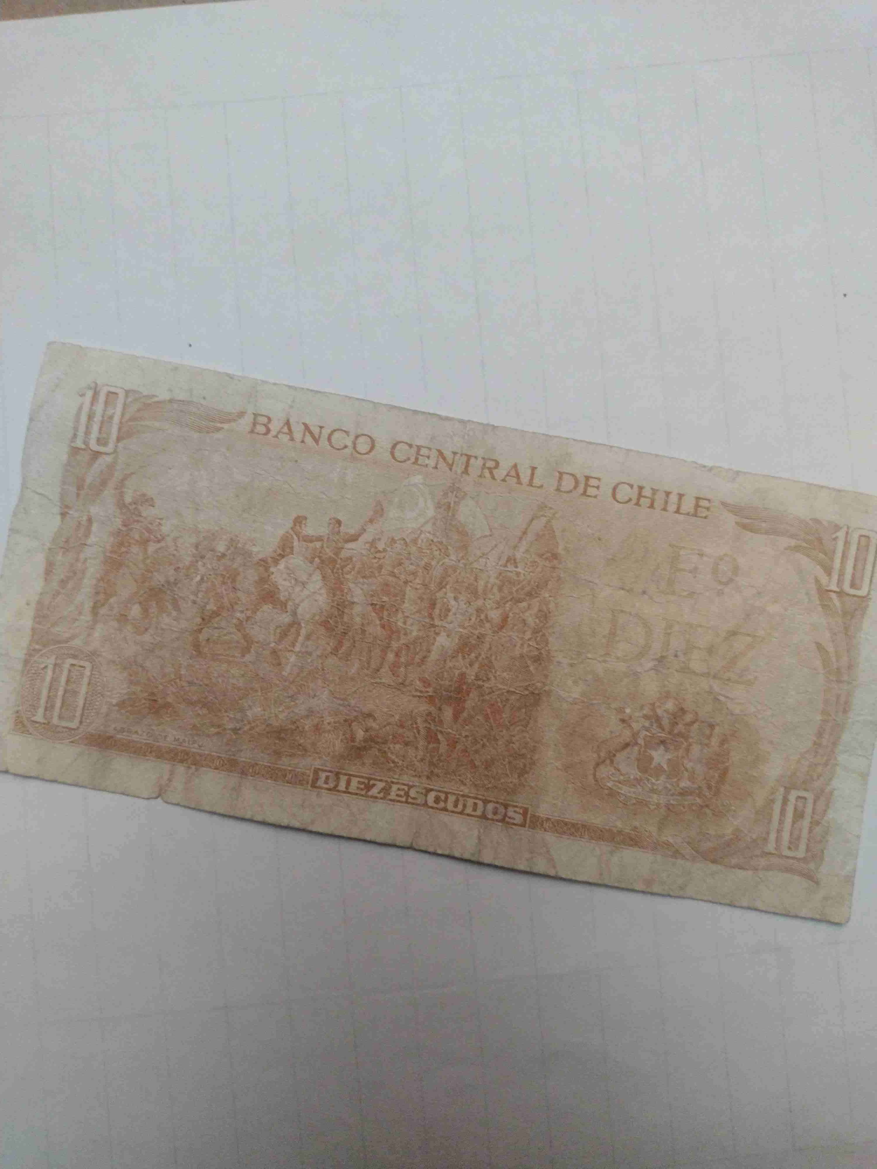 Antiguo Billete antiguo 10 escudos Chile - miniatura 2