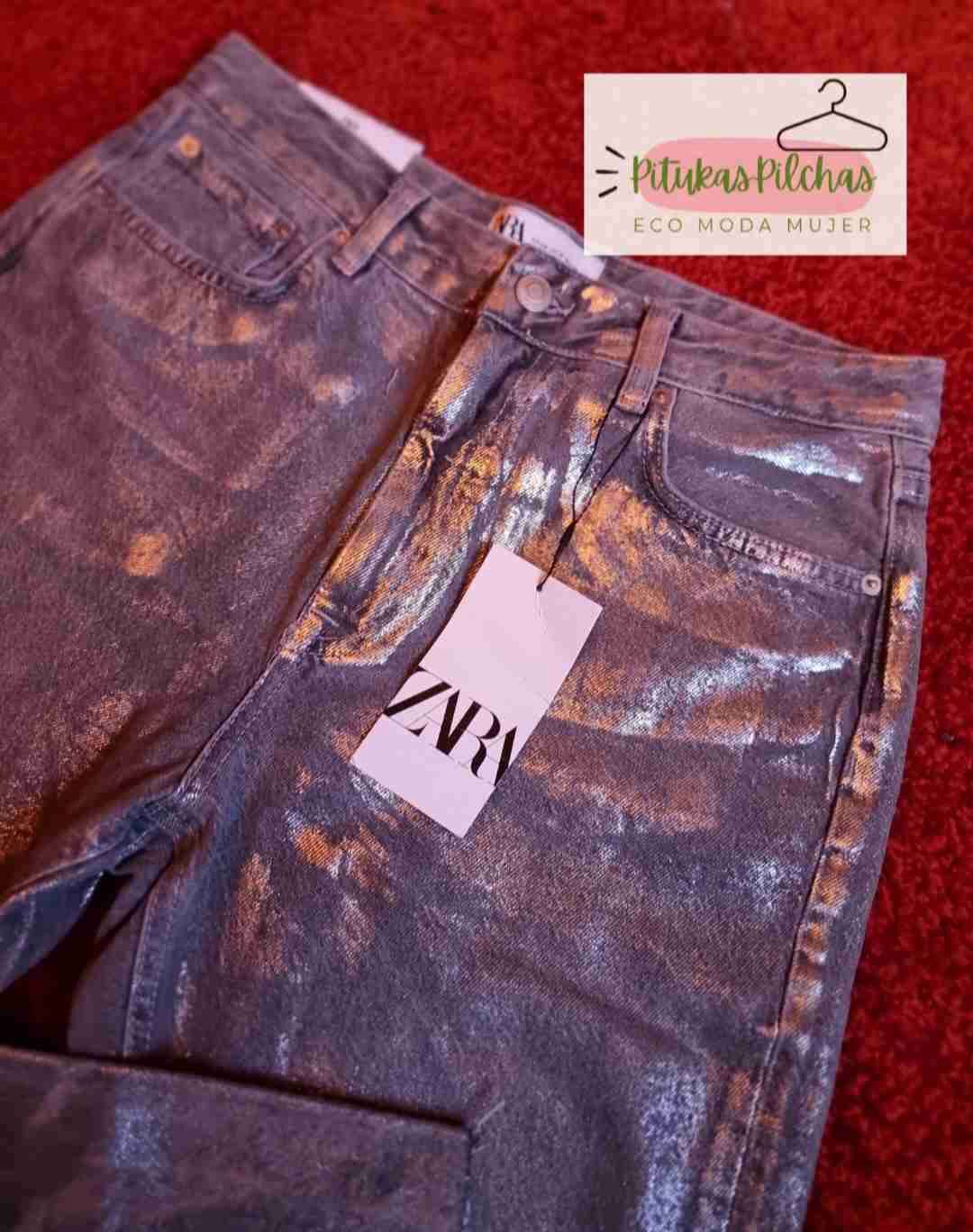 Jeans metalizados marca Zara - miniatura 2