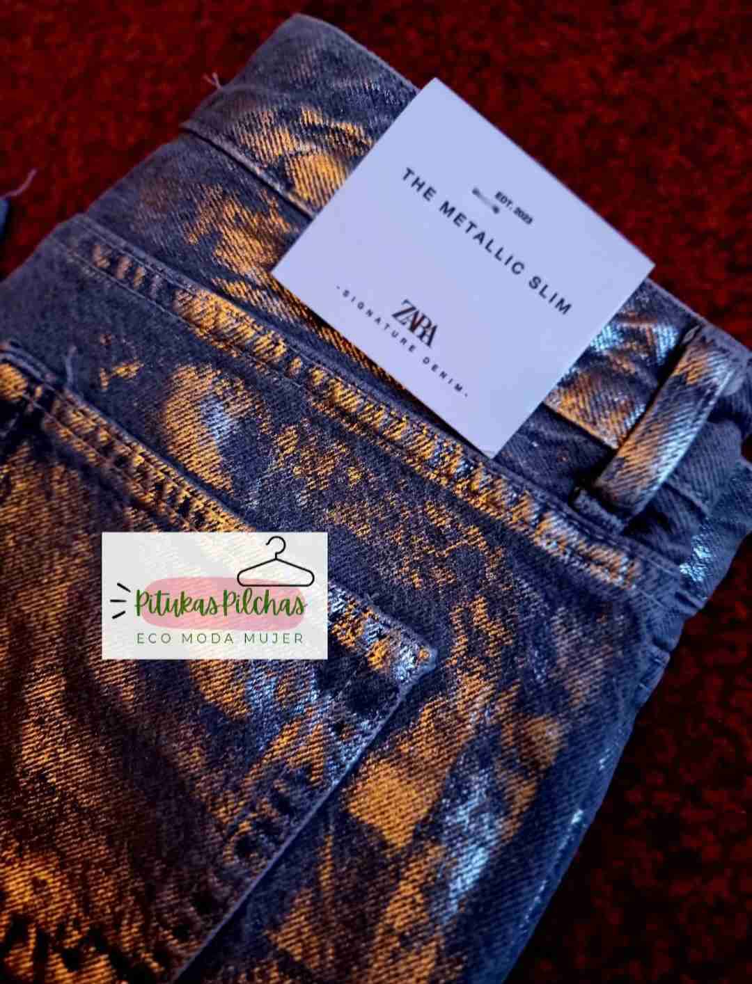 Jeans metalizados marca Zara - miniatura 4