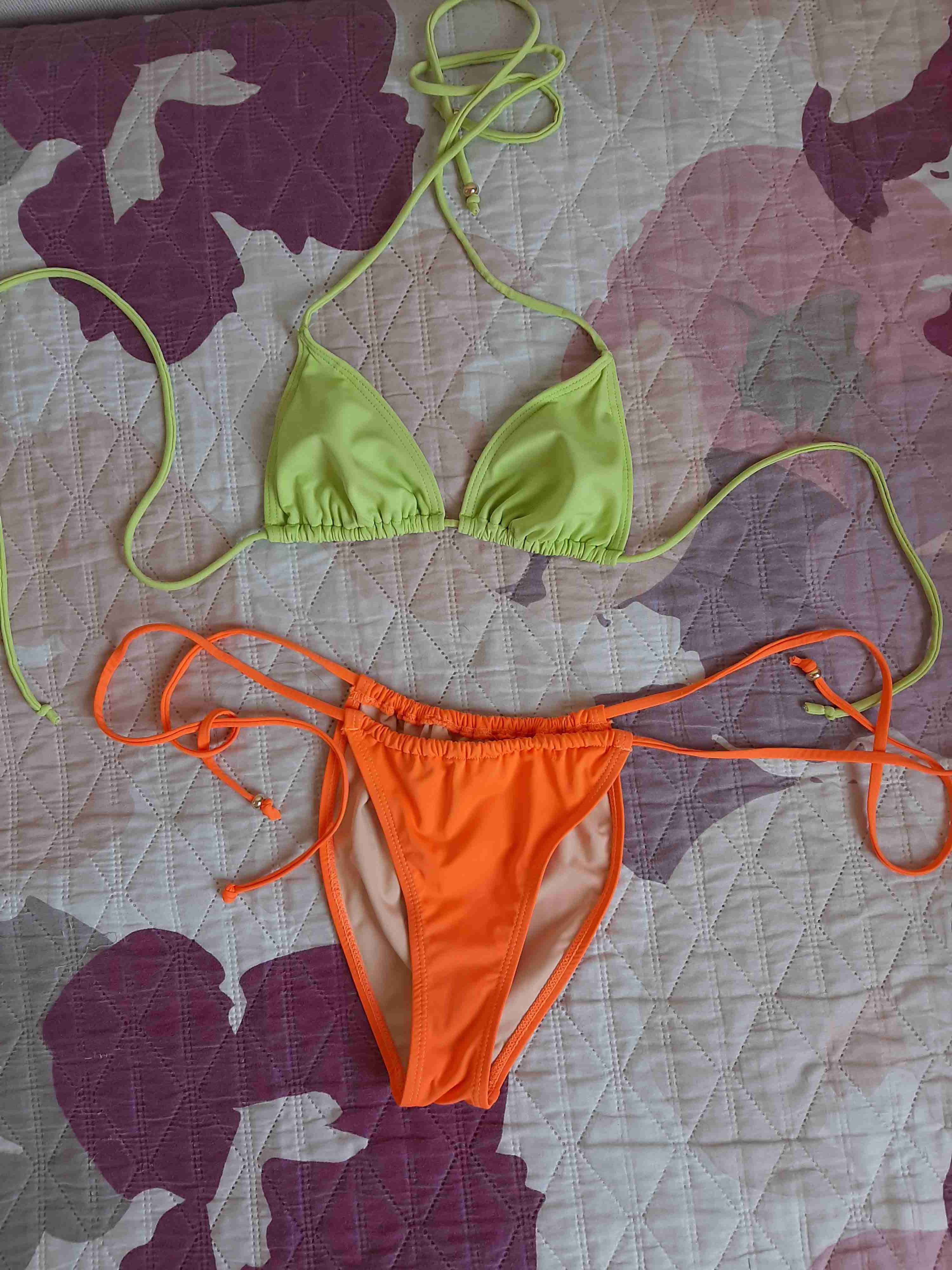 Bikini bicolor verde y naranjo