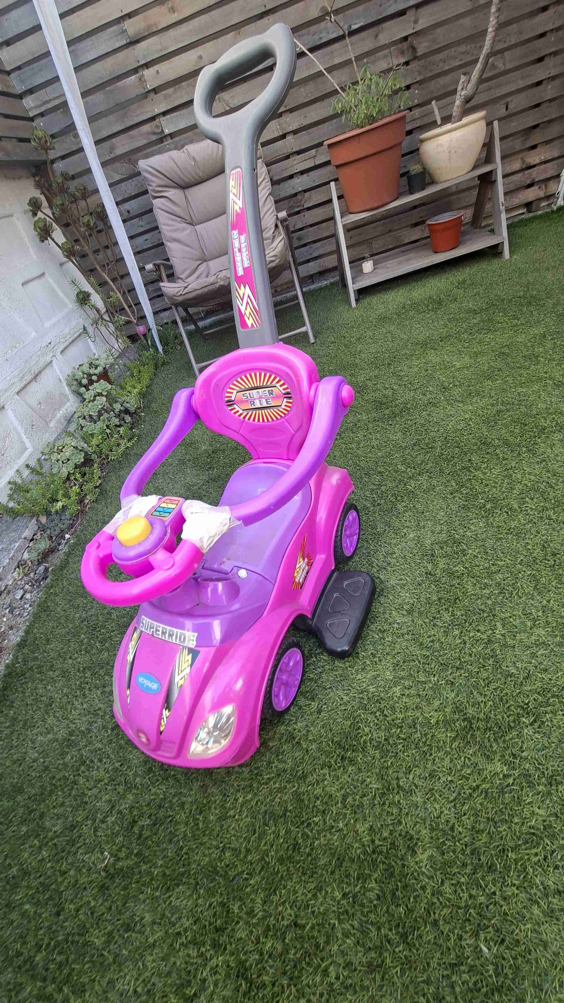 Carro para niños rosa con mango