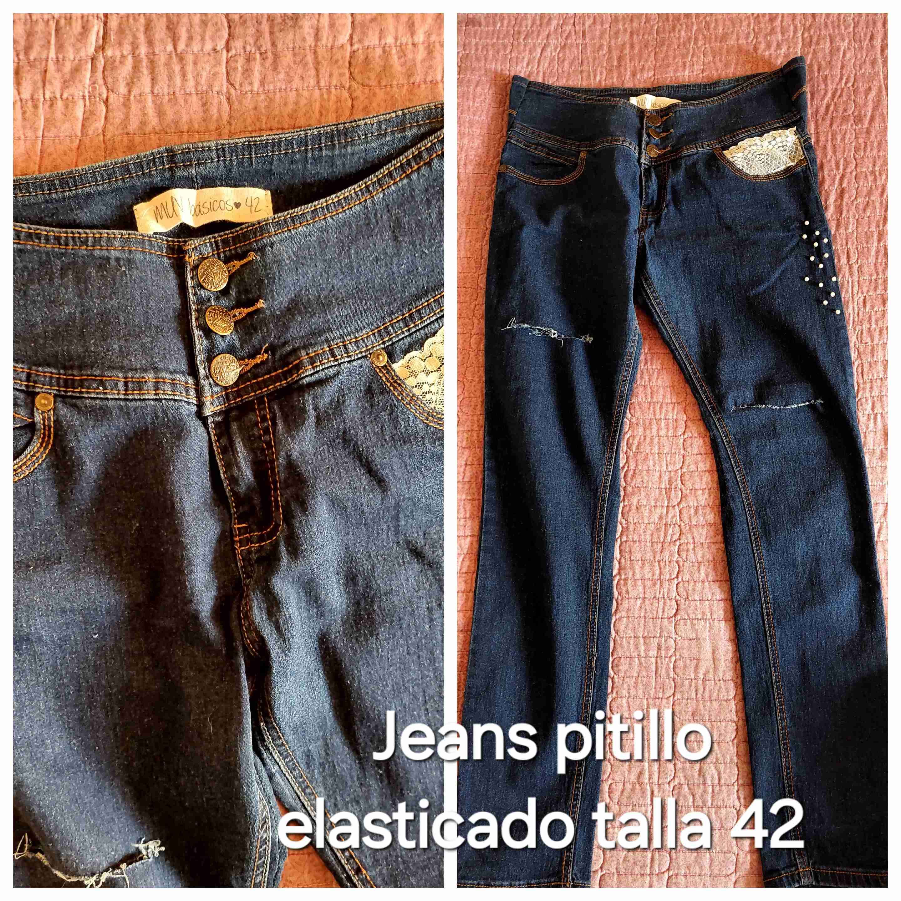Jeans pitillo elástico azul