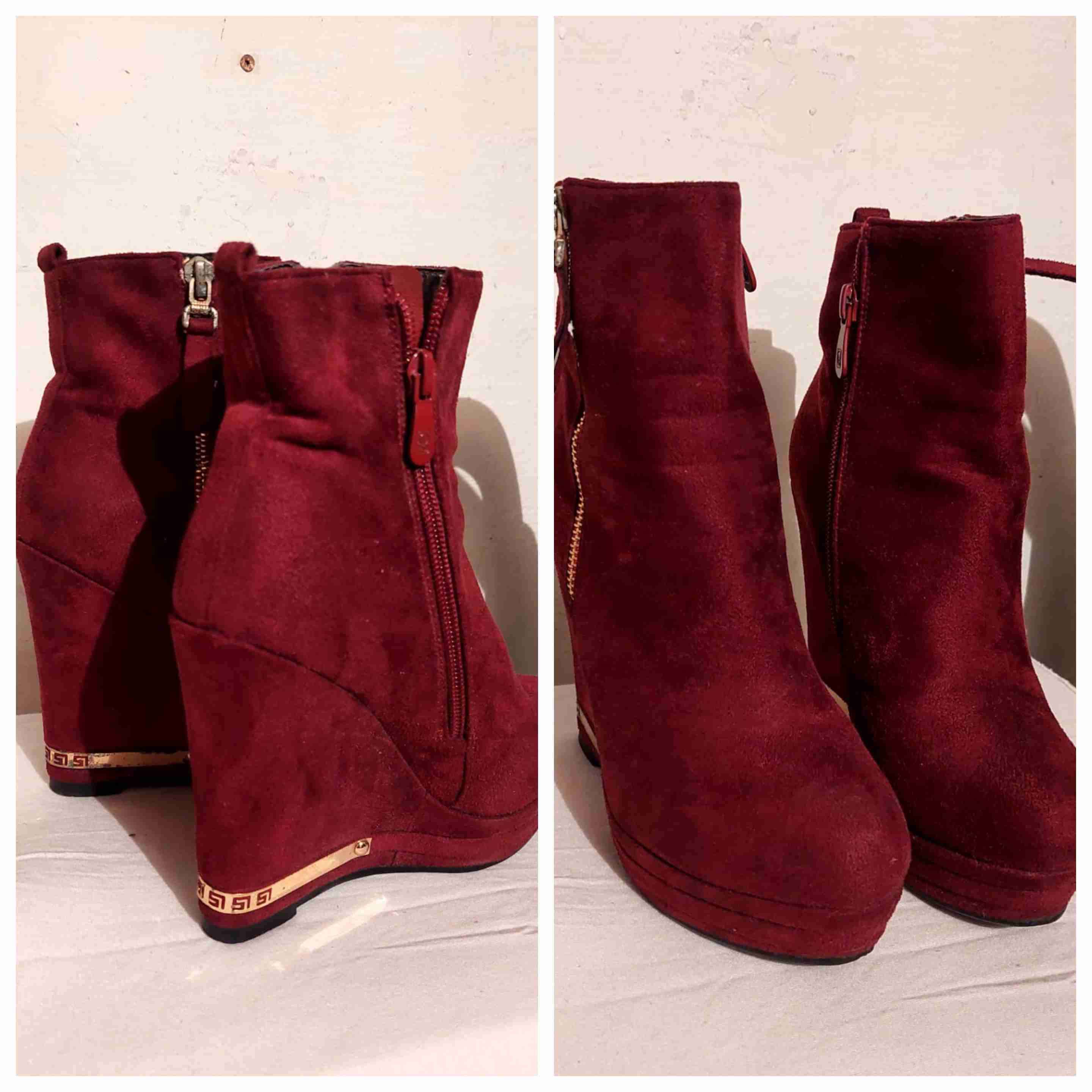 Botines burdeos con plataforma