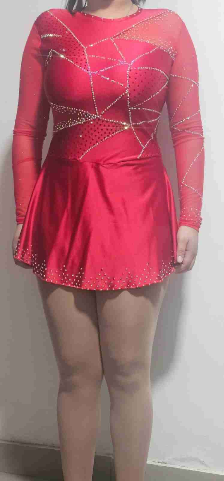 Vestido de patinaje artístico rojo - miniatura 2