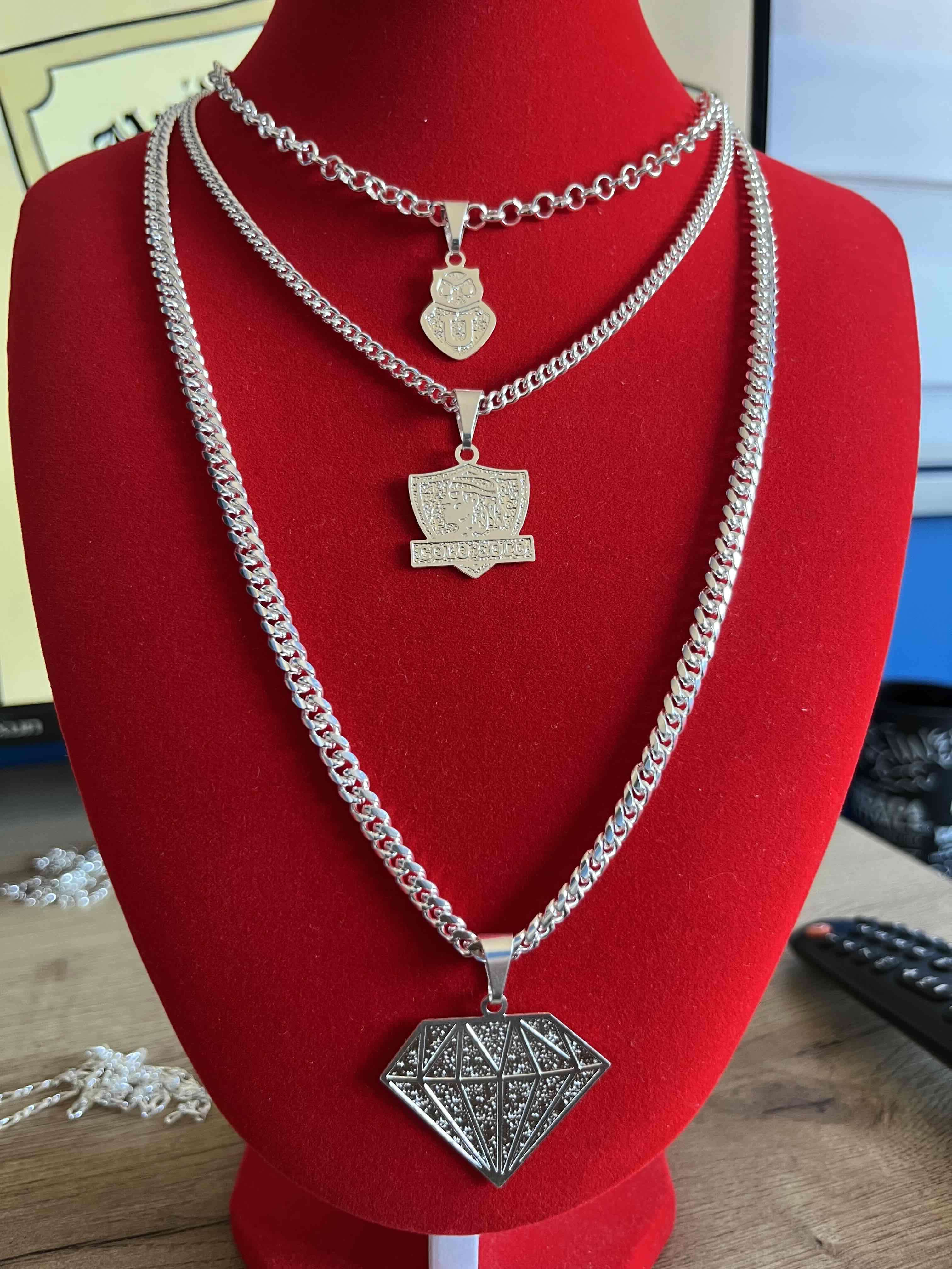 Collares de cadena con colgantes plateados - miniatura 2