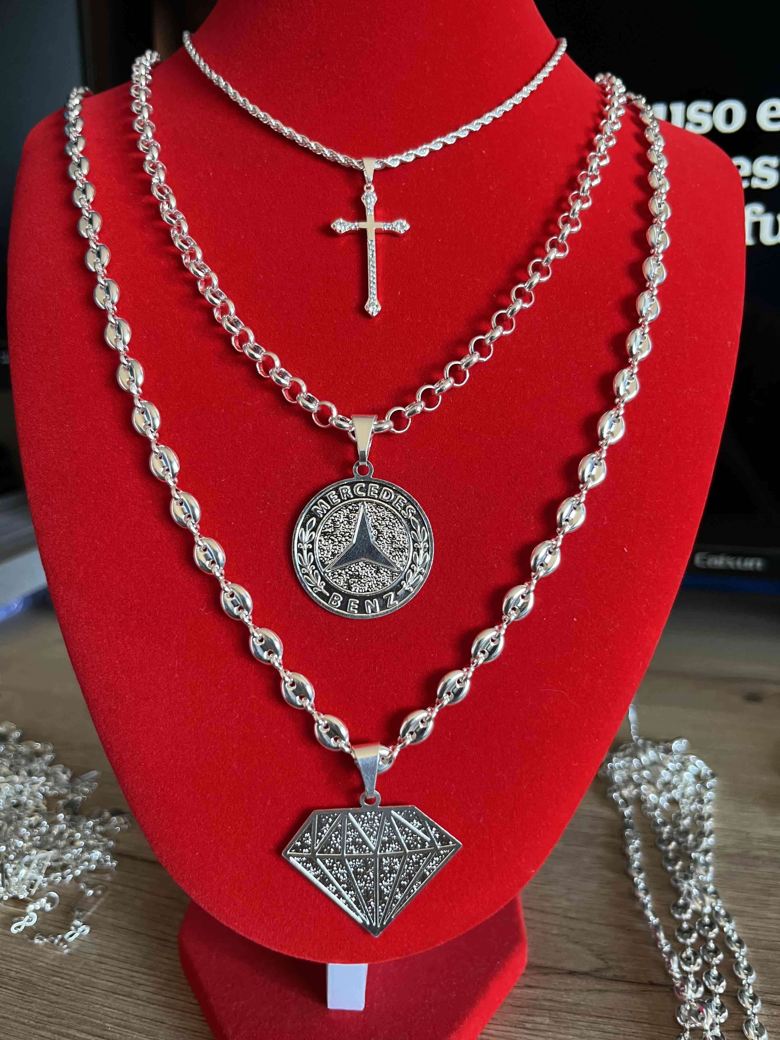 Collares de cadena con colgantes plateados - miniatura 4