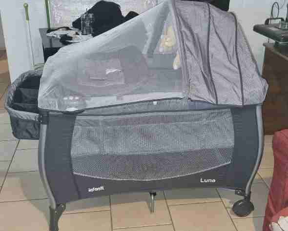 Cuna corral Infanti Luna gris
