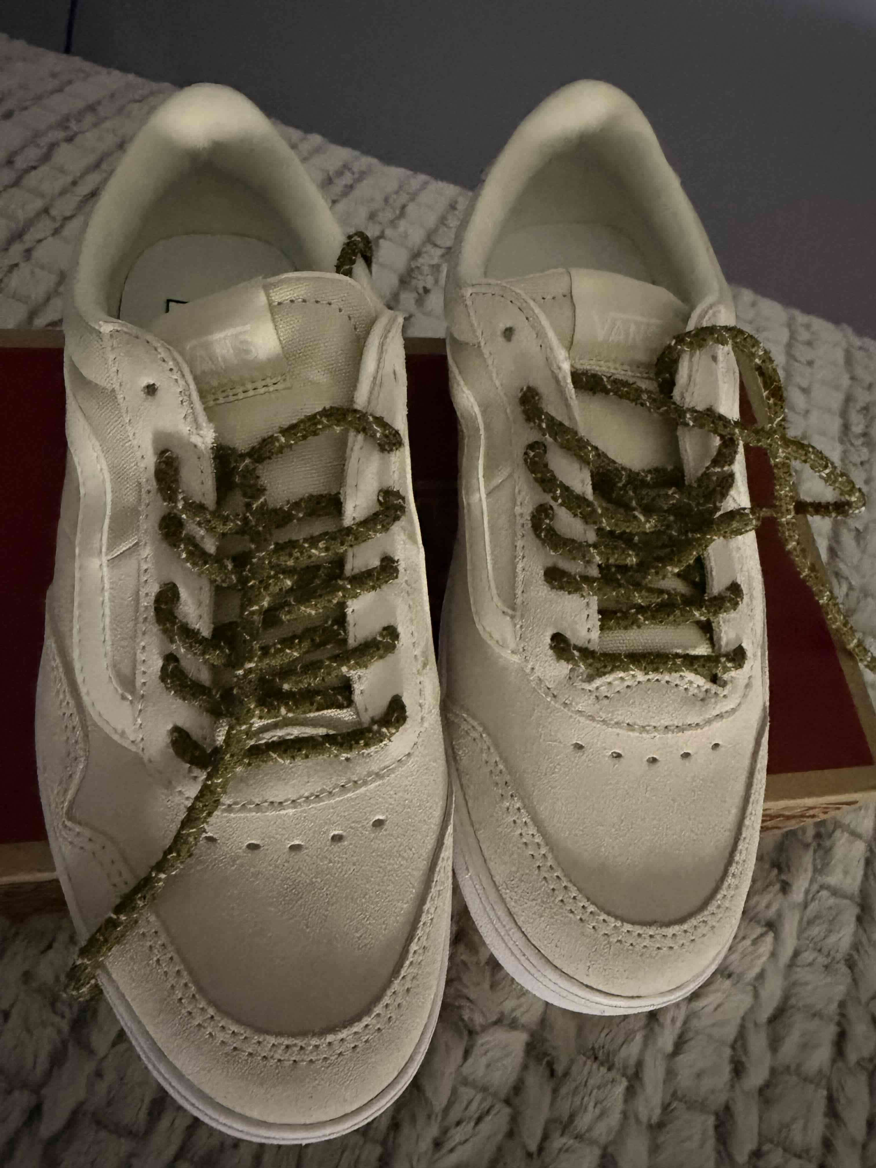 Zapatillas beige con cordones verdes Vans - miniatura 5