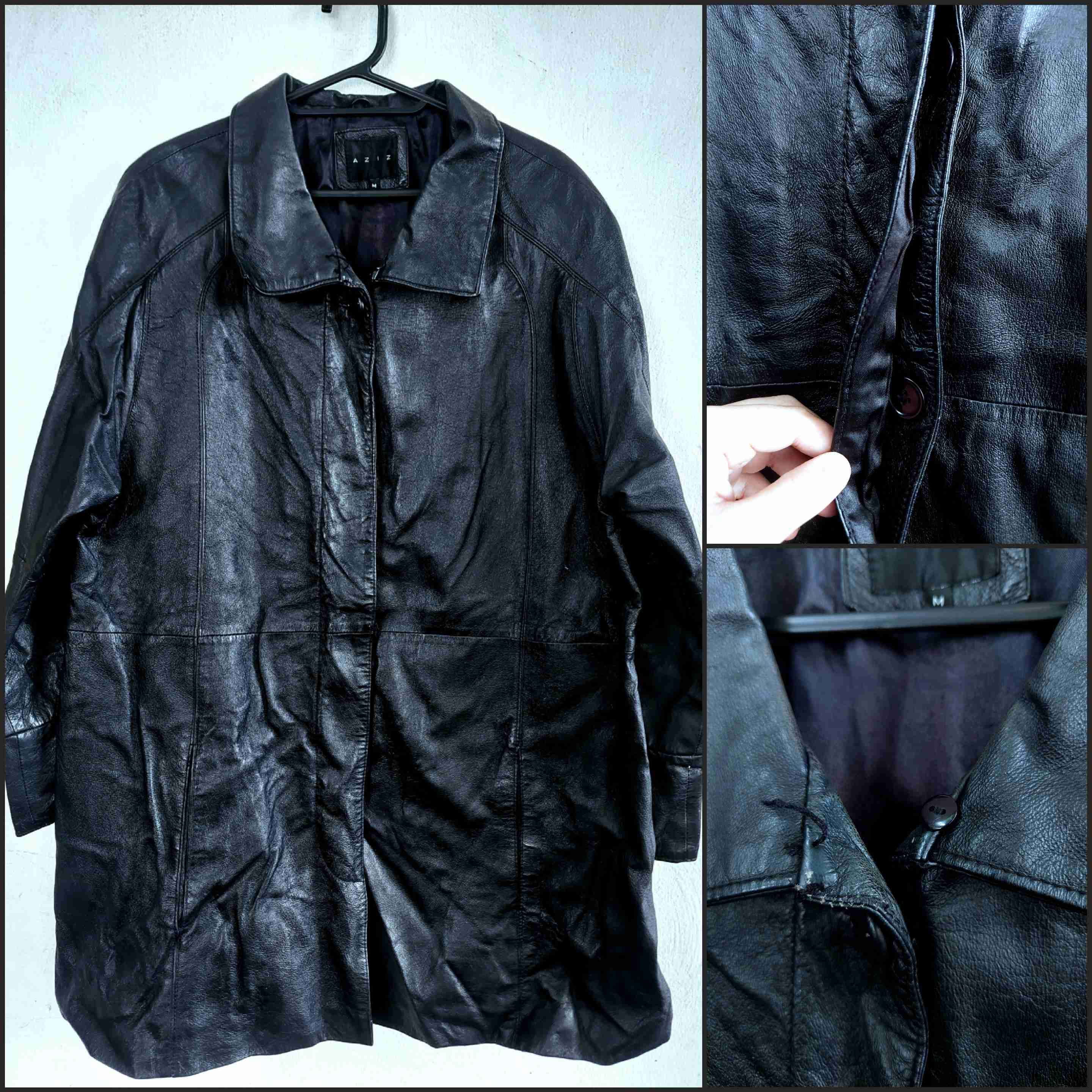 Abrigo de cuero negro